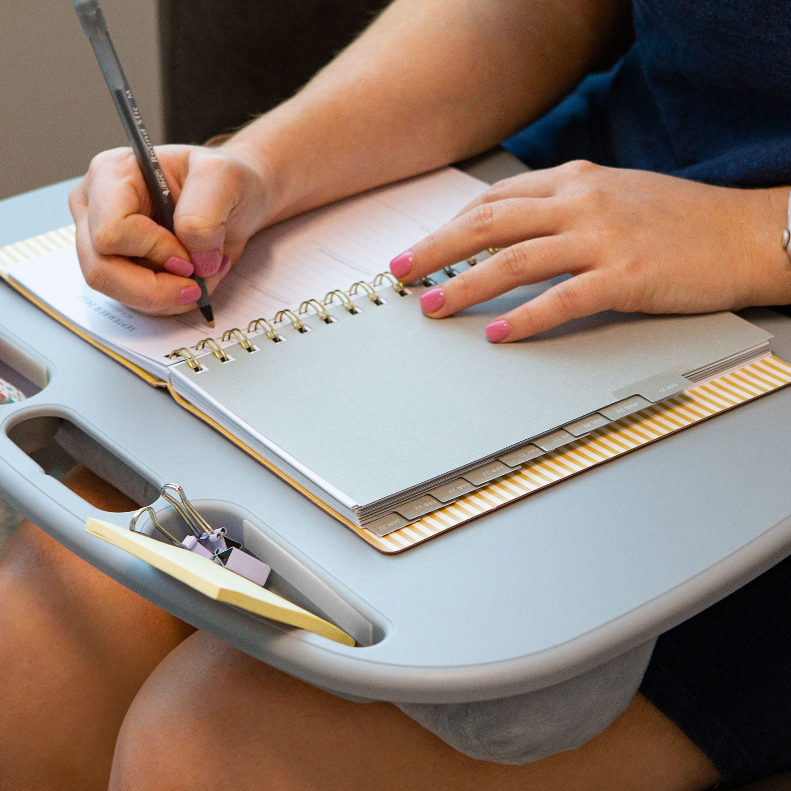 LAPGEAR MyDesk Lap Desk with Device Ledge & Phone Holder - Cool Gray - Portable Laptop Desk for 15.6 Inch Notebooks - 12 Pack (Style 44005) - Perfect for Home Office, Bed, Couch & Travel Use