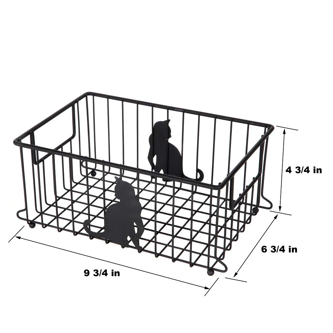 Lily's Home Large Cat-Themed Wire Basket - Cute Kitchen & Desk Organizer for Cat Lovers - Perfect for Pantry, Cabinet, Bathroom & Office Storage - Ideal for Organizing Utensils, Office Supplies & Bathroom Essentials