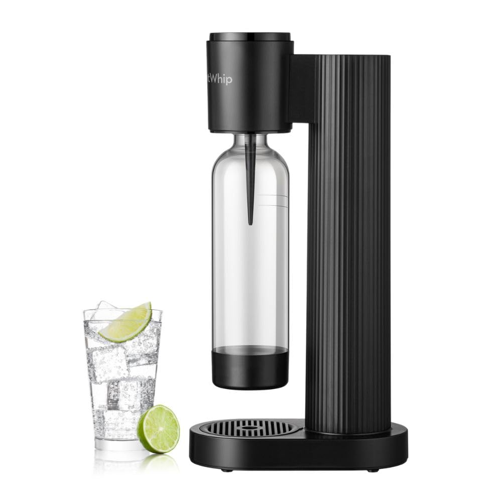 GreatWhip Sparkling Water Maker Soda Machine - 1L BPA-Free Carbonating Bottle, Compatible with 60L CO2 Exchange Carbonators (Not Included) - Black | Make Homemade Soda & Sparkling Water for Parties, Office, or Healthy Hydration at Home