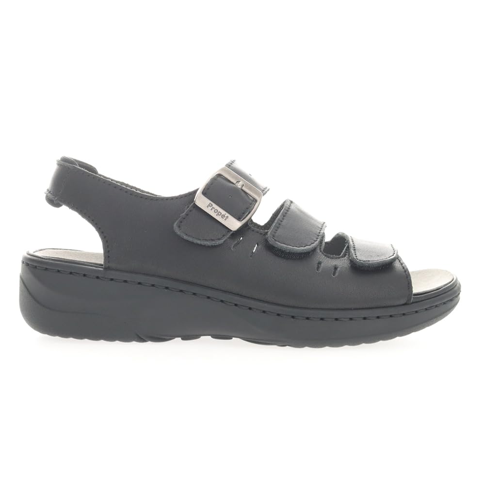 Propet Women's Breezy Walker Slingback Strappy Casual Sandals - Comfortable Low Heel 1-2 Inch - Black | Perfect for Walking, Travel & Everyday Wear