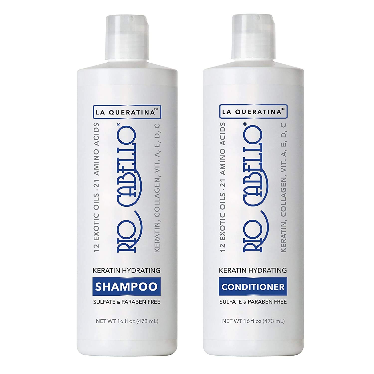 Keratin Hydrating Shampoo & Conditioner Set - Sulfate Free with Argan Oil, 12 Exotic Oils & Vitamins for All Hair Types | Deep Moisturizing & Repair for Dry, Damaged Hair - Perfect for Daily Hair Care & Salon-Quality Results at Home
