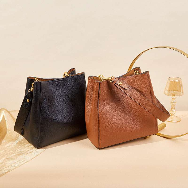 Stylish Versatile Leather Bucket Bag for Women - Fashionable Crossbody & Shoulder Bag - Perfect for Work, Travel & Everyday Use