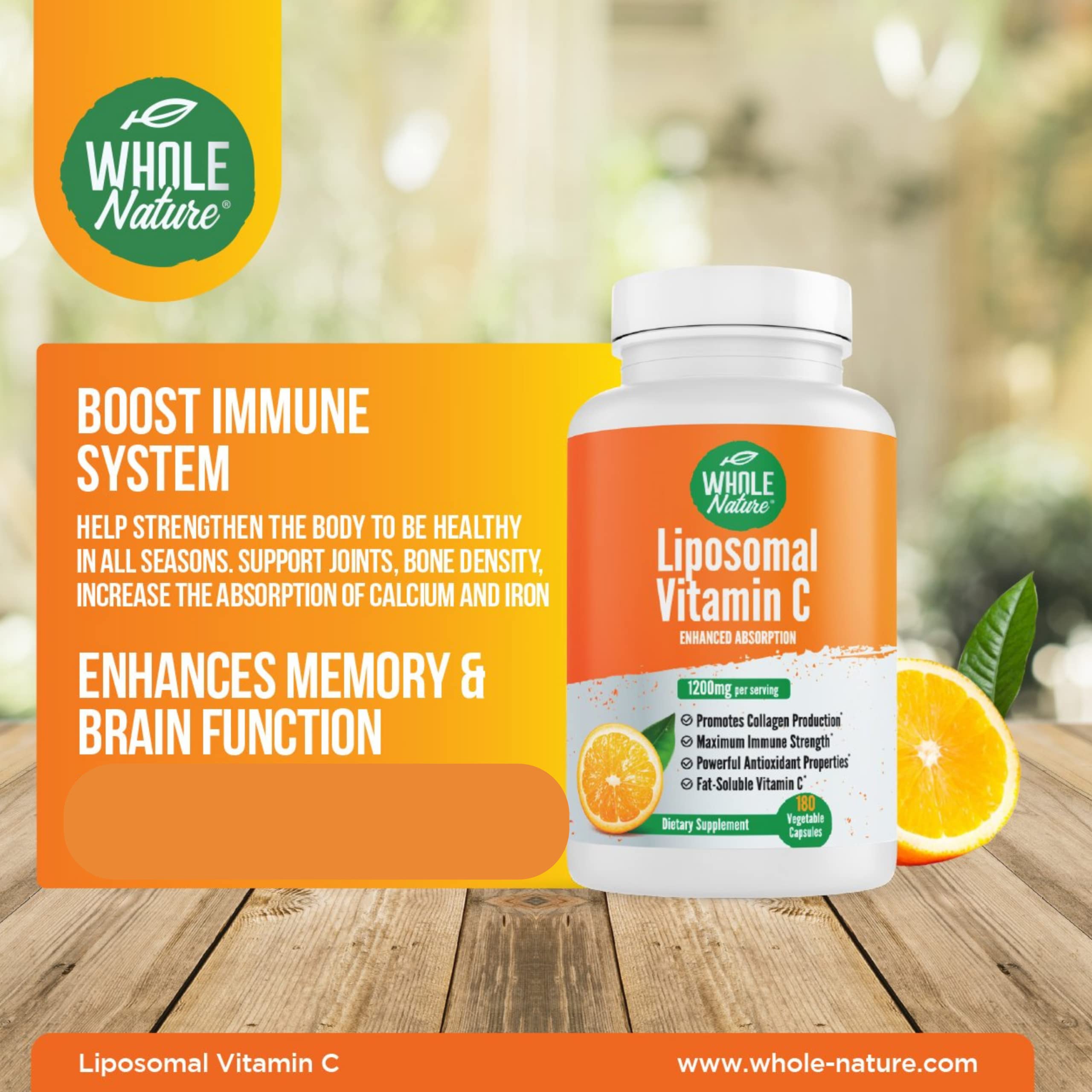 Liposomal Vitamin C 1200mg Supplement - 180 Vegan Capsules for High Absorption | Fat Soluble Vitamin C with Sunflower Lecithin | Maximum Strength Immune Support & Collagen Booster | Ideal for Daily Wellness & Skin Health