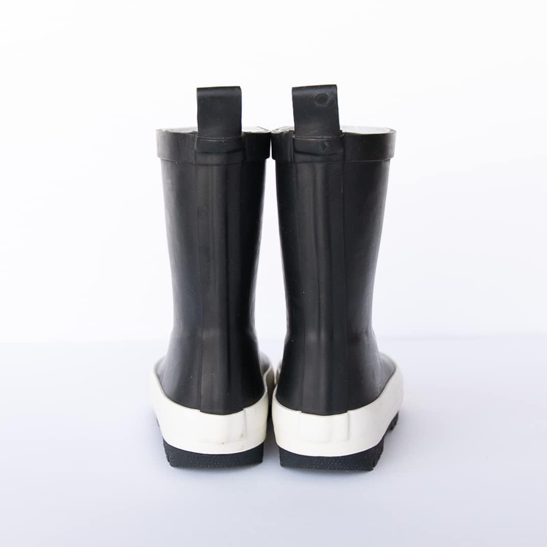 Kids Black Rubber Rain Boots Size 12 - Durable Waterproof Footwear for Outdoor Play and Puddles