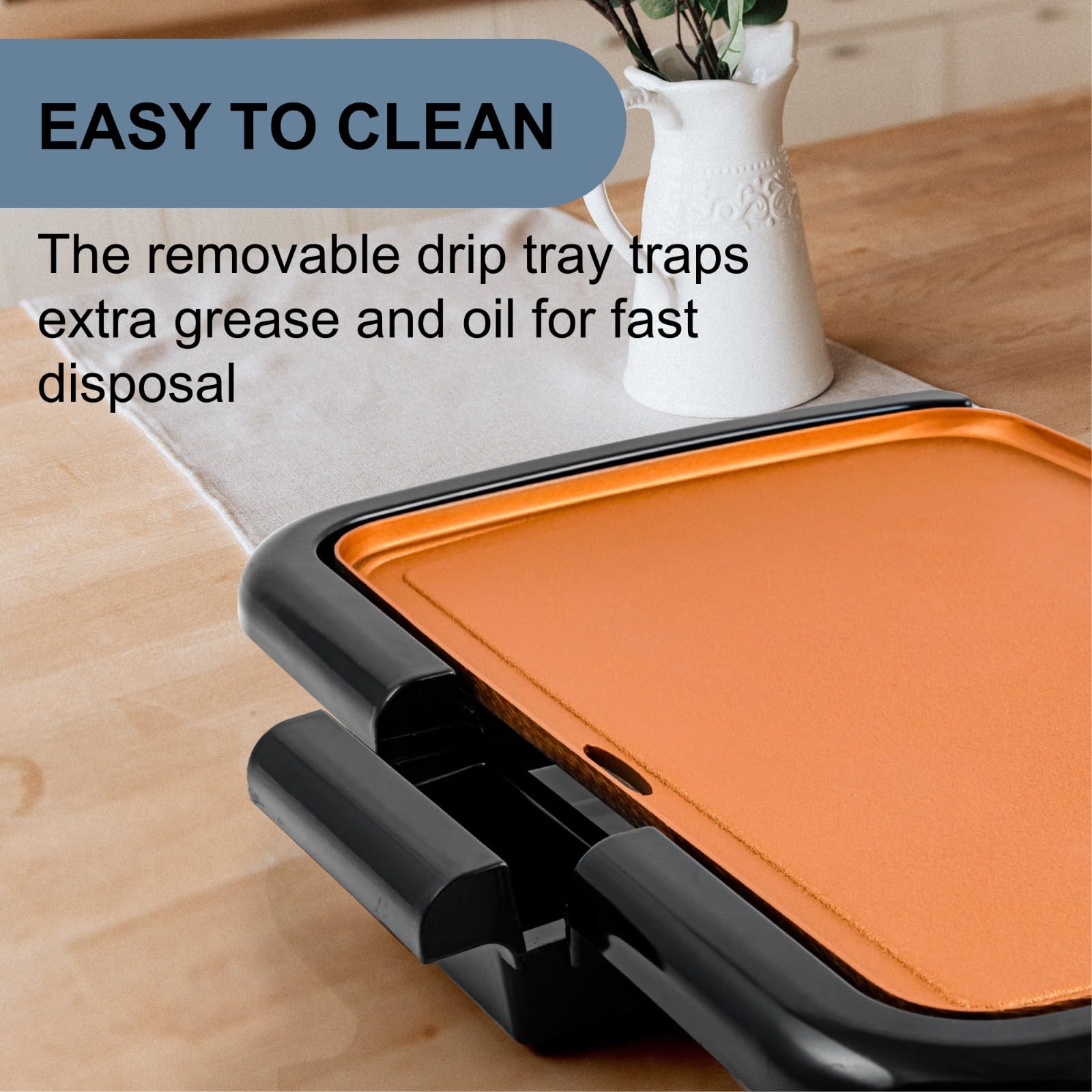 OVENTE Electric Griddle 16 x 10 Inch Non-Stick Surface, Adjustable Temperature Control - Perfect for Pancakes, Burgers, Eggs & More | Indoor Cooking, Breakfast Making, Family Gatherings & Camping Use