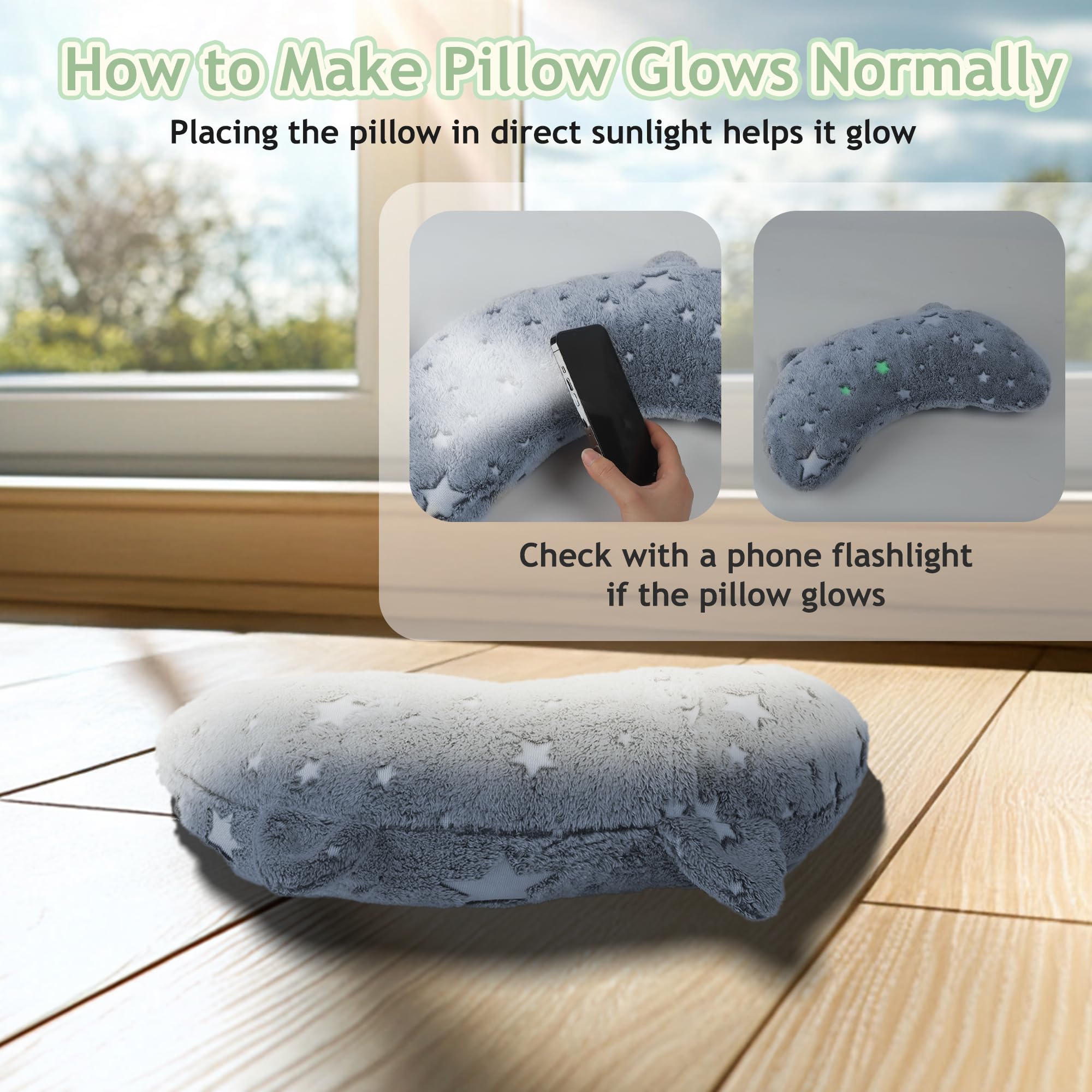 Glow in The Dark Dog Calming Pillow - Soft U-Shaped Pet Bed for Dogs & Cats, Machine Washable, Orthopedic Neck Support Pillow for Joint Pain Relief & Better Sleep (Medium, Blue) - Perfect for Anxious Pets, Crate Training & Nighttime Comfort