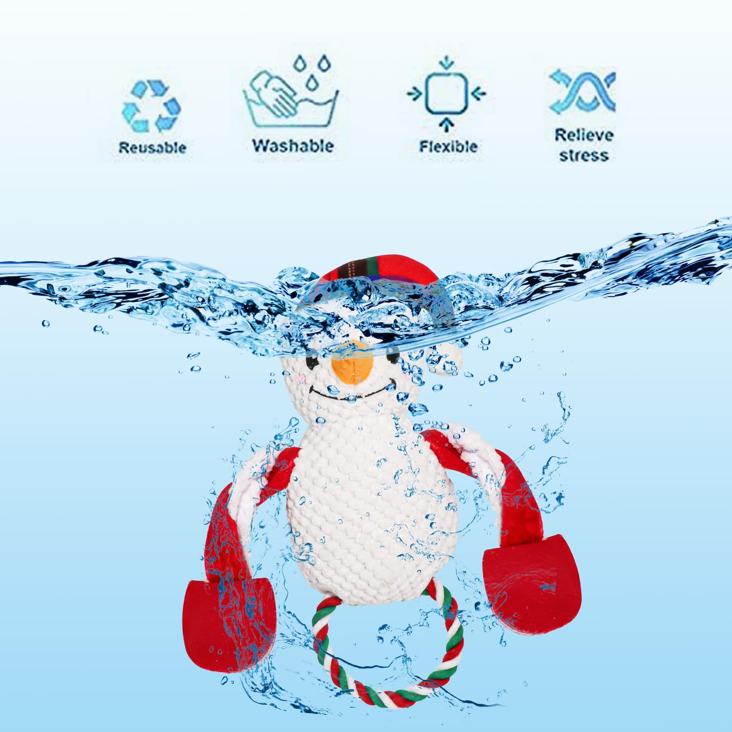 3 Pack Christmas Dog Toys - Squeaky Plush Santa, Reindeer & Snowman Stuffed Toys with Chew Rope | Interactive Pet Toys for Small & Medium Dogs | Perfect Stocking Stuffers & Holiday Gifts for Pets
