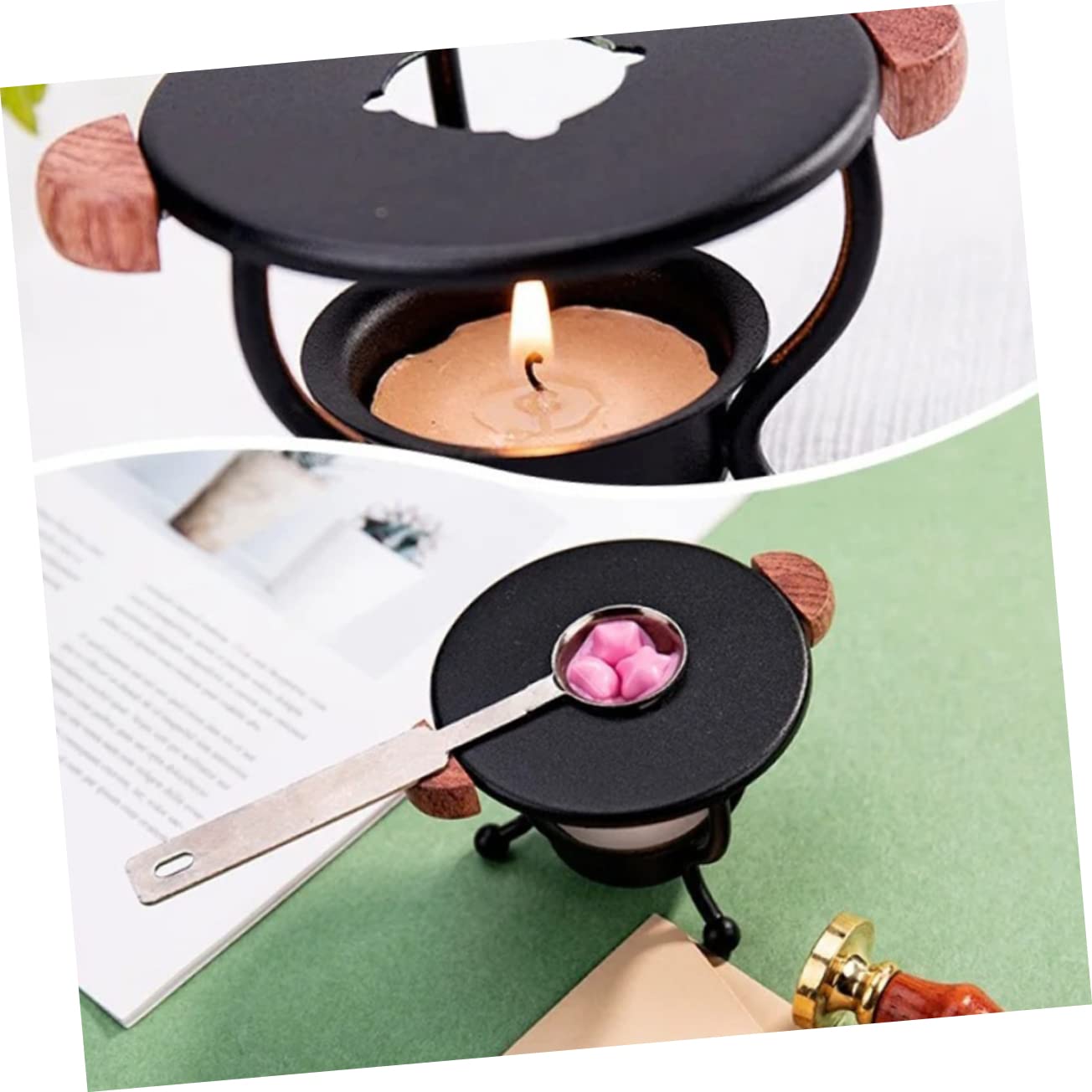 FOMIYES Portable Wax Melter for Candles - Aroma Diffuser, Candle Warmer & Wax Cube Melter with Metal Stamps - Perfect for Home Decor, Aromatherapy & DIY Crafts