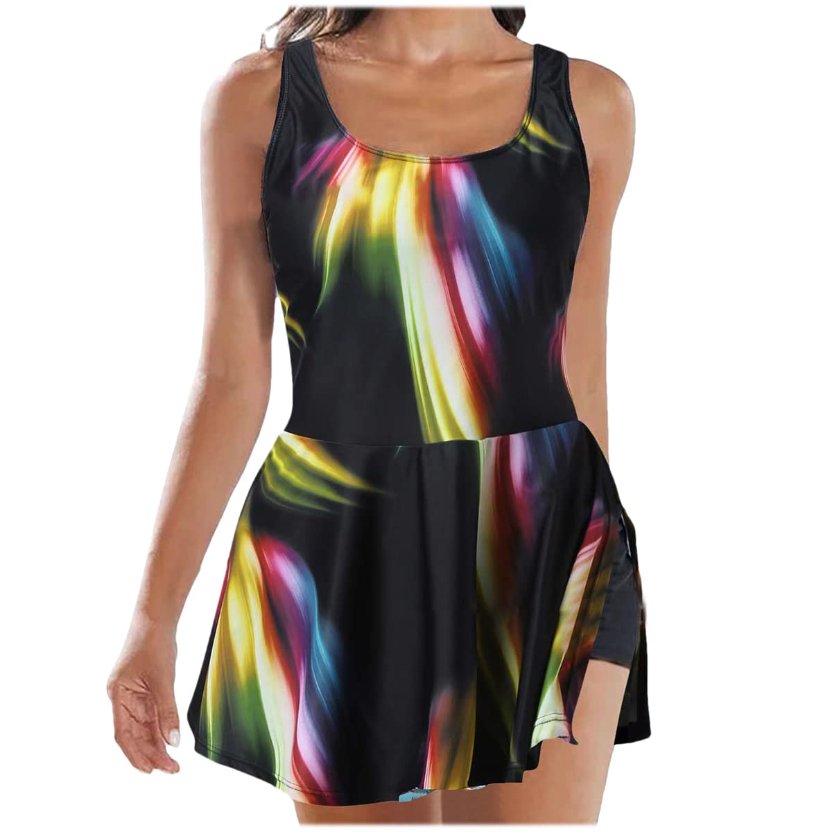**Bartira Women's Modest Swim Dress - Floral Print Two Piece Swimsuit with Boyshorts, Loose Fit & Comfortable for Summer Beach, Pool, and Casual Wear**