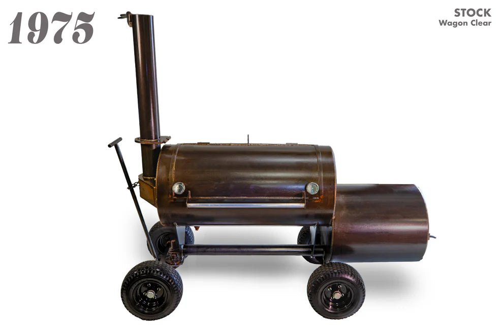 Workhorse Pits 1975 BBQ Smoker Grill with Upper Rack, Cowboy Firebox & Black Wagon Body - Perfect for Backyard Grilling, Camping & Outdoor Cooking