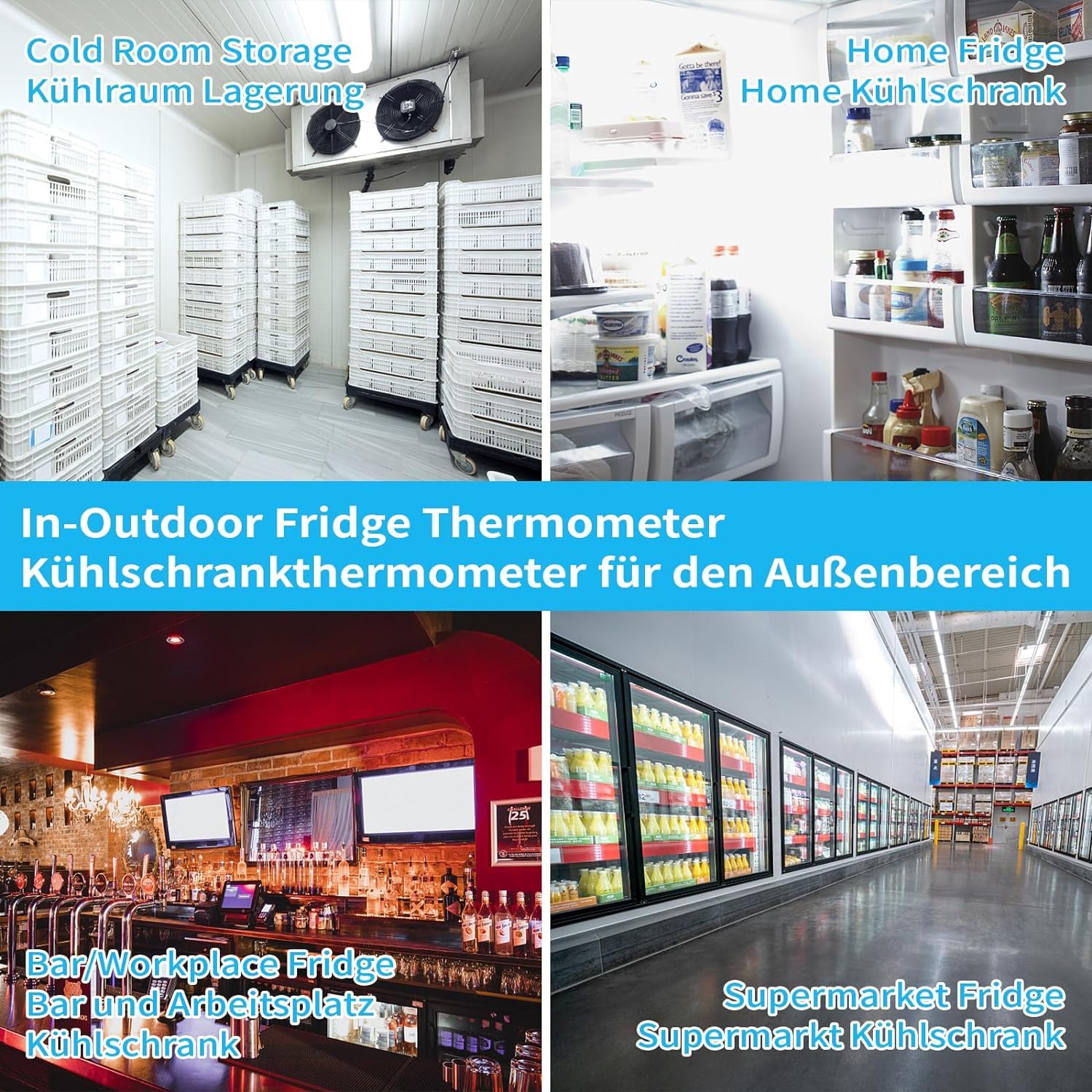LABO Digital Fridge and Freezer Thermometer with Alarm - Accurate Wireless Temperature Monitor for Home Kitchen, Restaurant, and Cafe - Perfect for Food Safety Monitoring and Appliance Maintenance