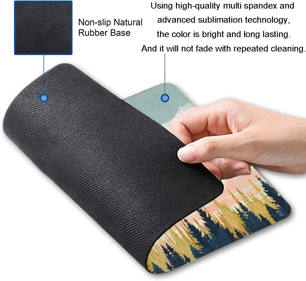 Abstract Landscape Mouse Pad - Non-Slip Rubber Base, Waterproof Square Mouse Mat for Office & Laptop - Modern Art Design for Work & Gaming