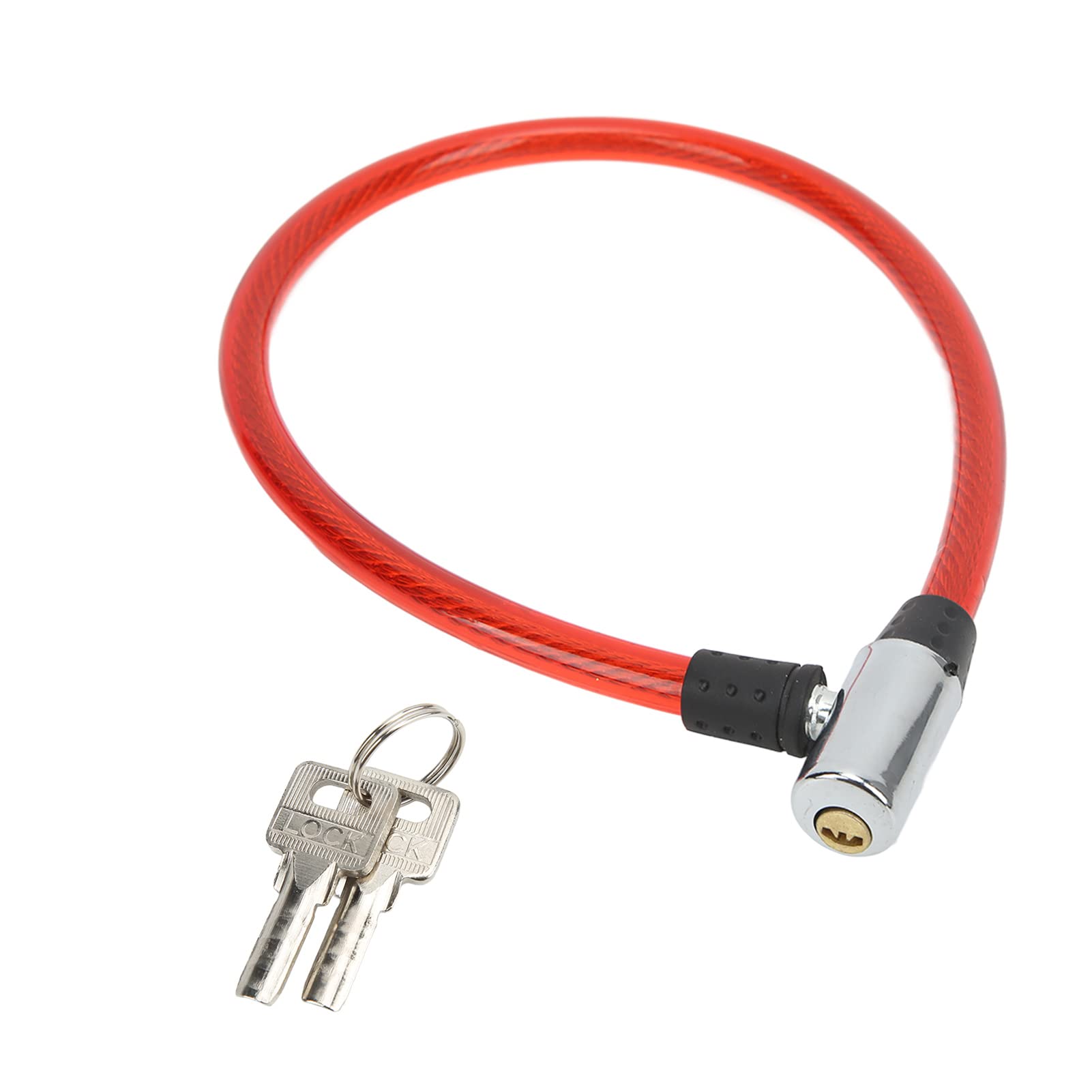 Heavy Duty Bike Lock Cable - 5ft Steel Wire Bicycle & Motorcycle Security Lock with Keys | Anti-Theft Protection for Bikes, Scooters, Gates & Fences | Outdoor Cycling, Commuting & Parking Safety (Red)