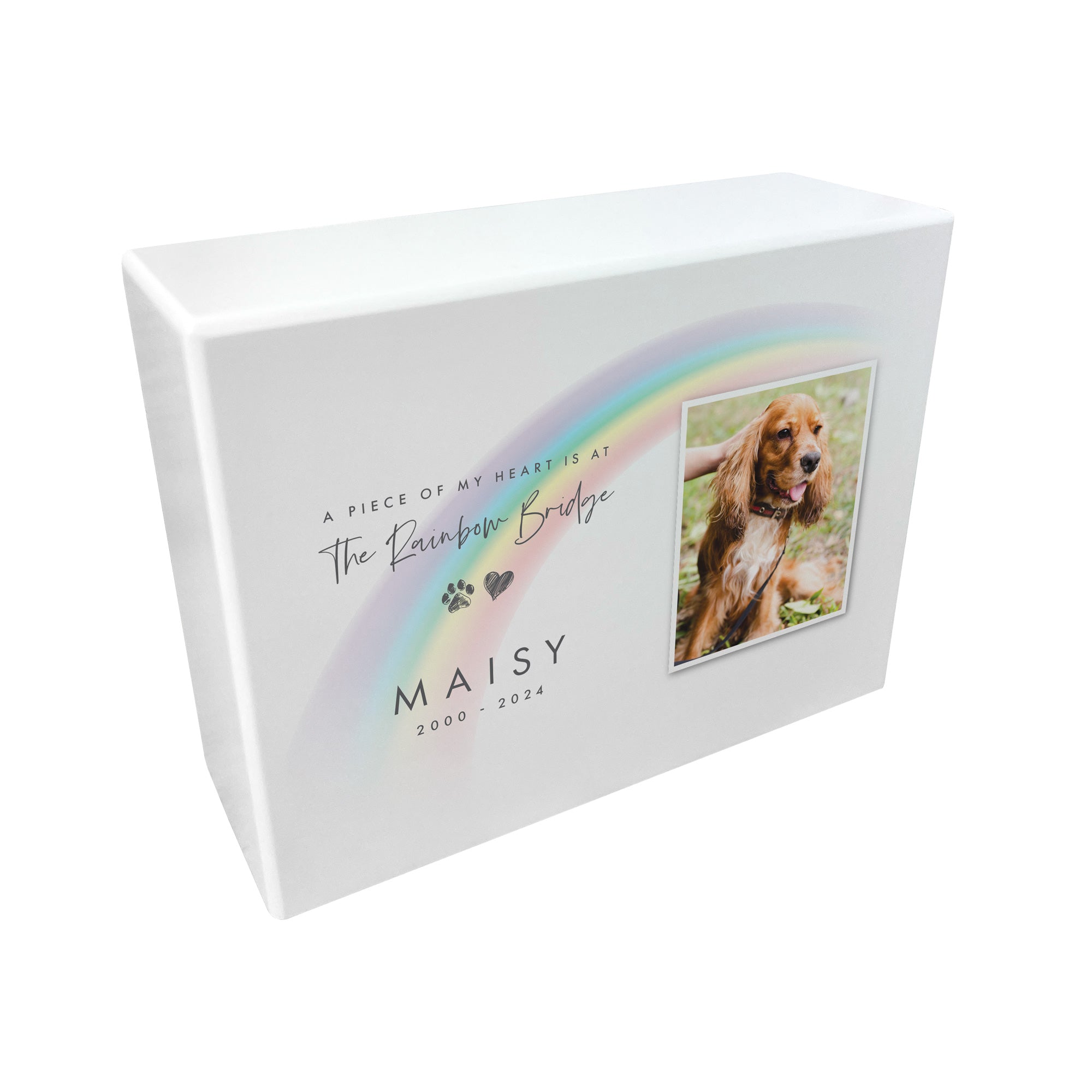 Personalized Soft Rainbow Bridge Pet Cremation Urn for Ashes - 1.09 Liters (3.7 oz) | Memorial Keepsake for Beloved Cats, Dogs & Small Pets | Perfect for Home Memorials, Pet Funerals & Healing Rituals