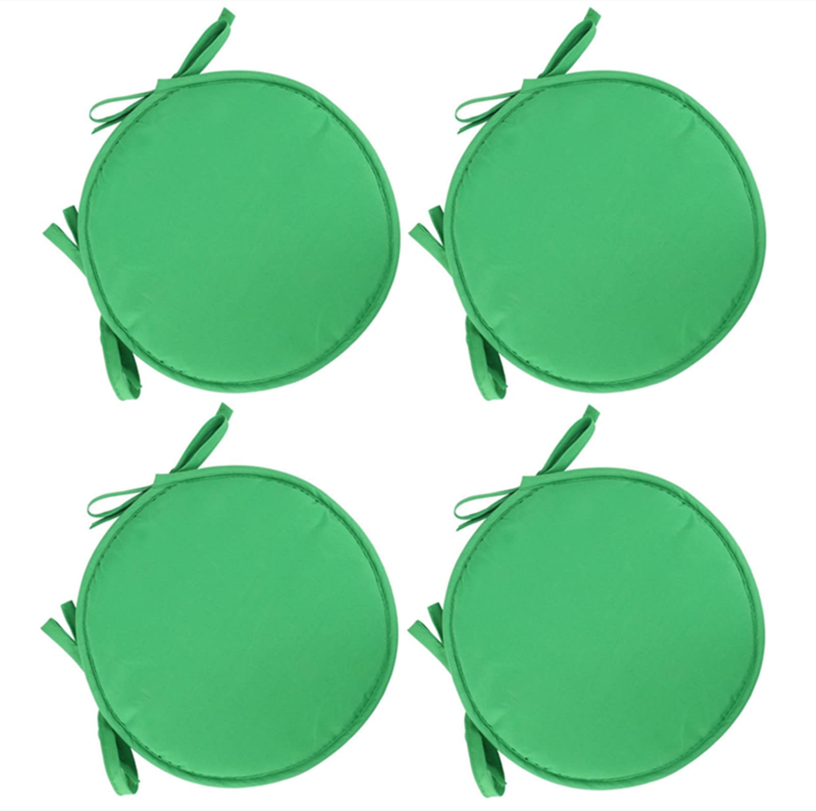 4PCS Round Chair Seat Cushions with Ties - Soft & Comfortable Indoor Outdoor Dining Patio Cushion Set - Perfect for Home, Office, Garden Furniture - Green (Great for Dining Chairs, Patio Furniture, and Office Seating)
