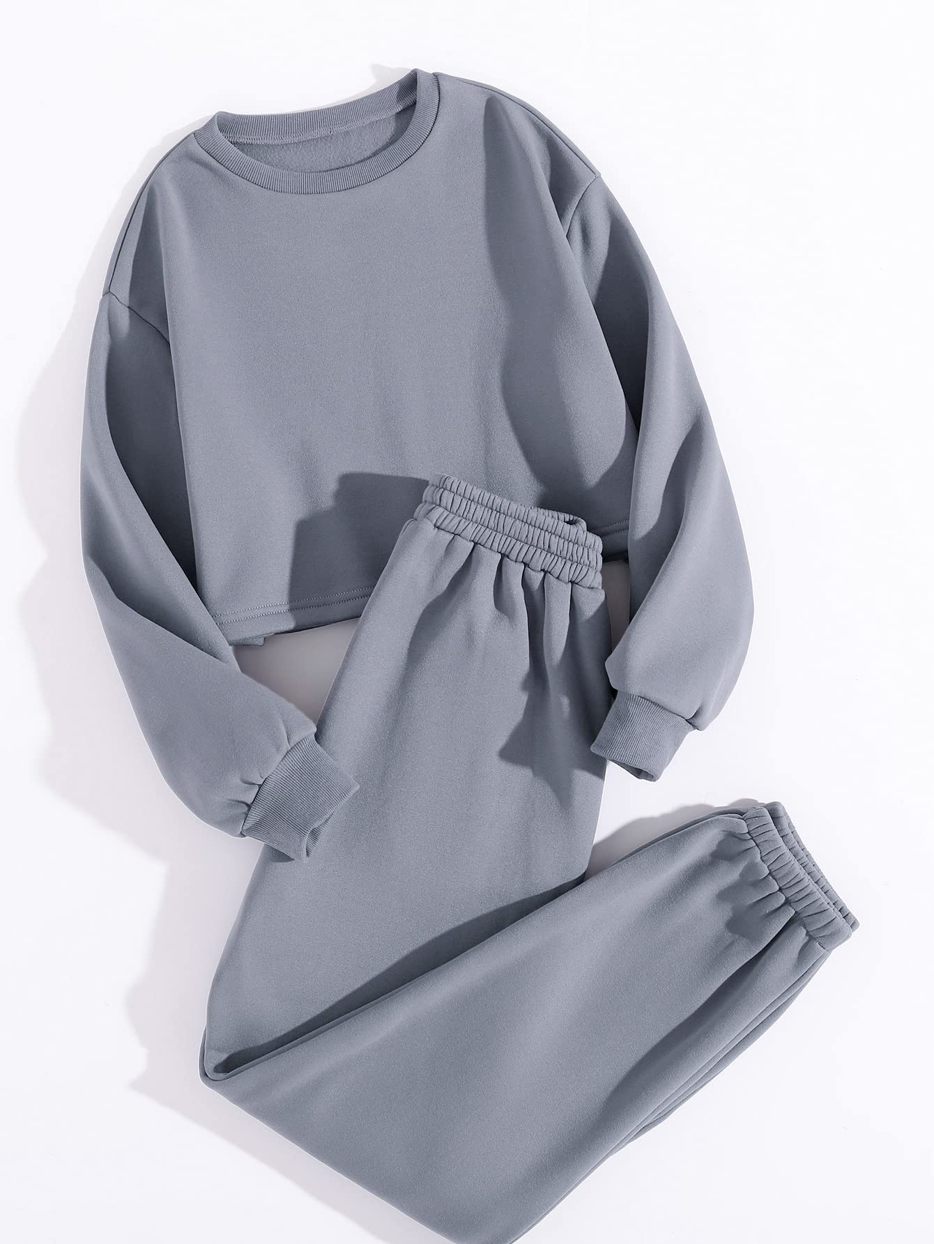 XENIS Women's 2-Piece Thermal Lined Sweatshirt & Sweatpants Set - Cozy Casual Outfit for Winter, Lounge Wear, and Home Comfort