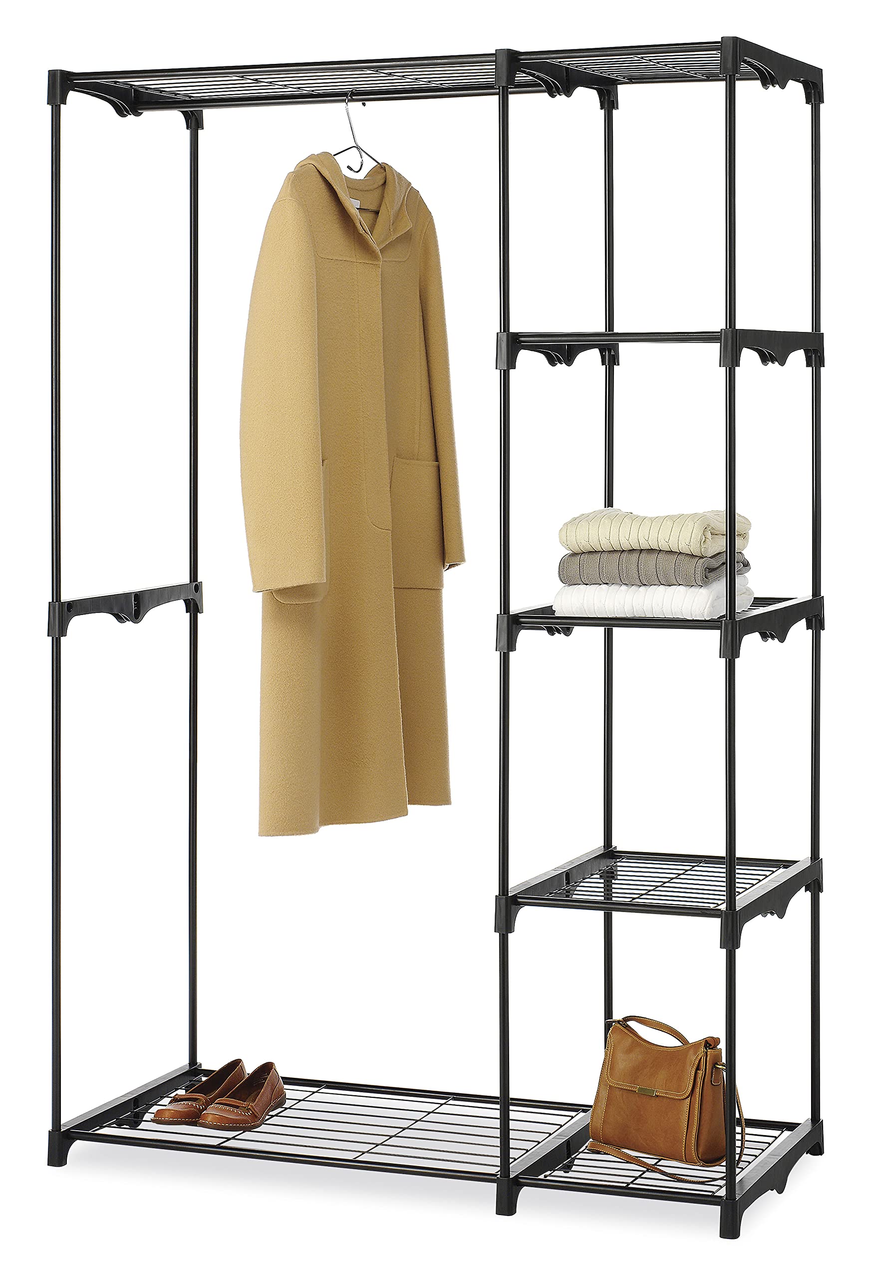 Whitmor Deluxe Heavy Duty Freestanding Closet Organizer with Double Rod - Perfect for Bedroom, Closet & Dorm Storage Organization