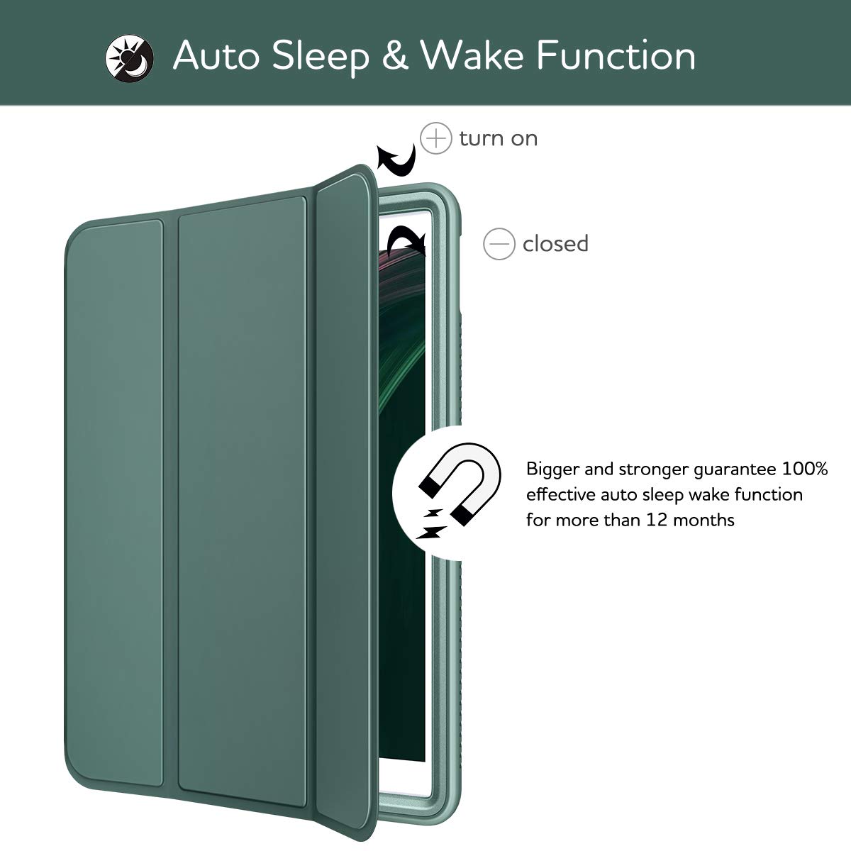 SURITCH Protective Case for iPad Air 3 (2019) & iPad Pro 10.5 (2017) - Built-in Screen Protector, Pencil Holder, Auto Wake/Sleep, Full Body Trifold Stand Cover - Green | Perfect for Work, School & Travel