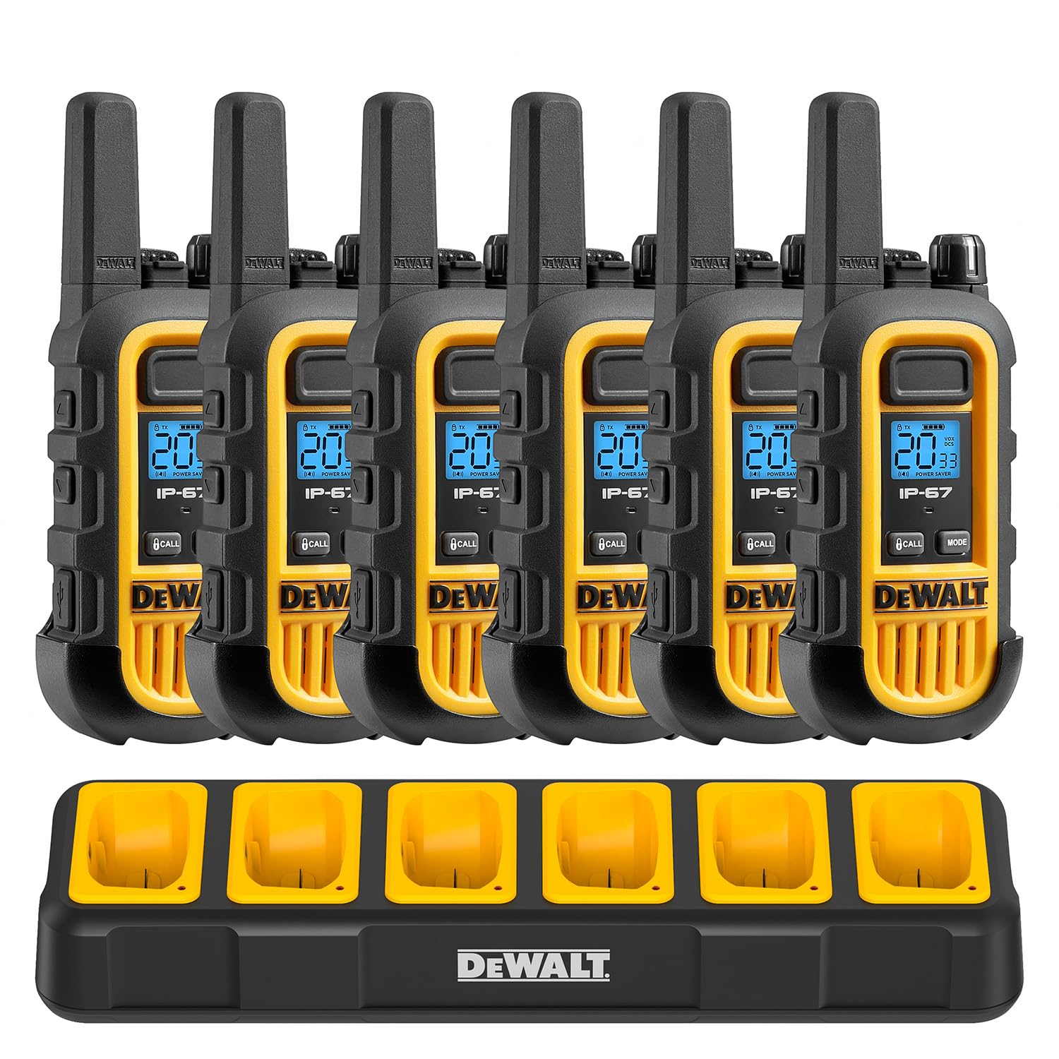 DEWALT DXFRS300 6-Port Gang Charger for DXFRS 300 Walkie Talkie Two-Way Radios | Fast Charging Station | Ideal for Construction Sites, Warehouses & Security Teams (DXFRSCH6-300)