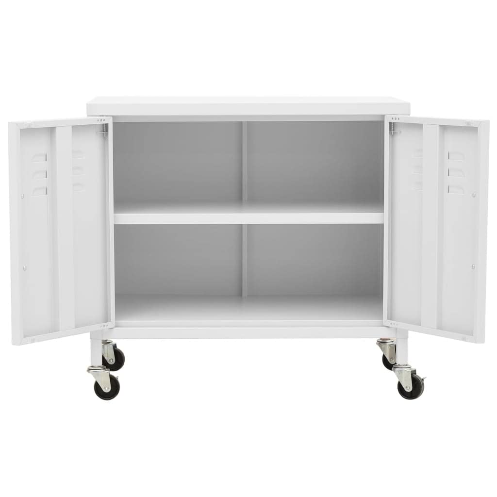 FAMIROSA 2-Door Steel Storage Cabinet with Adjustable Shelf & 4 Wheels - 23.6