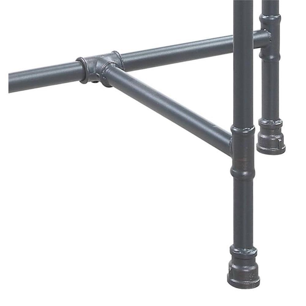 Acme Brantley Modern Pipe Style Glass Top Sofa Table - Clear & Sandy Gray Finish - Perfect for Living Room, Entryway or Behind Couch Decor