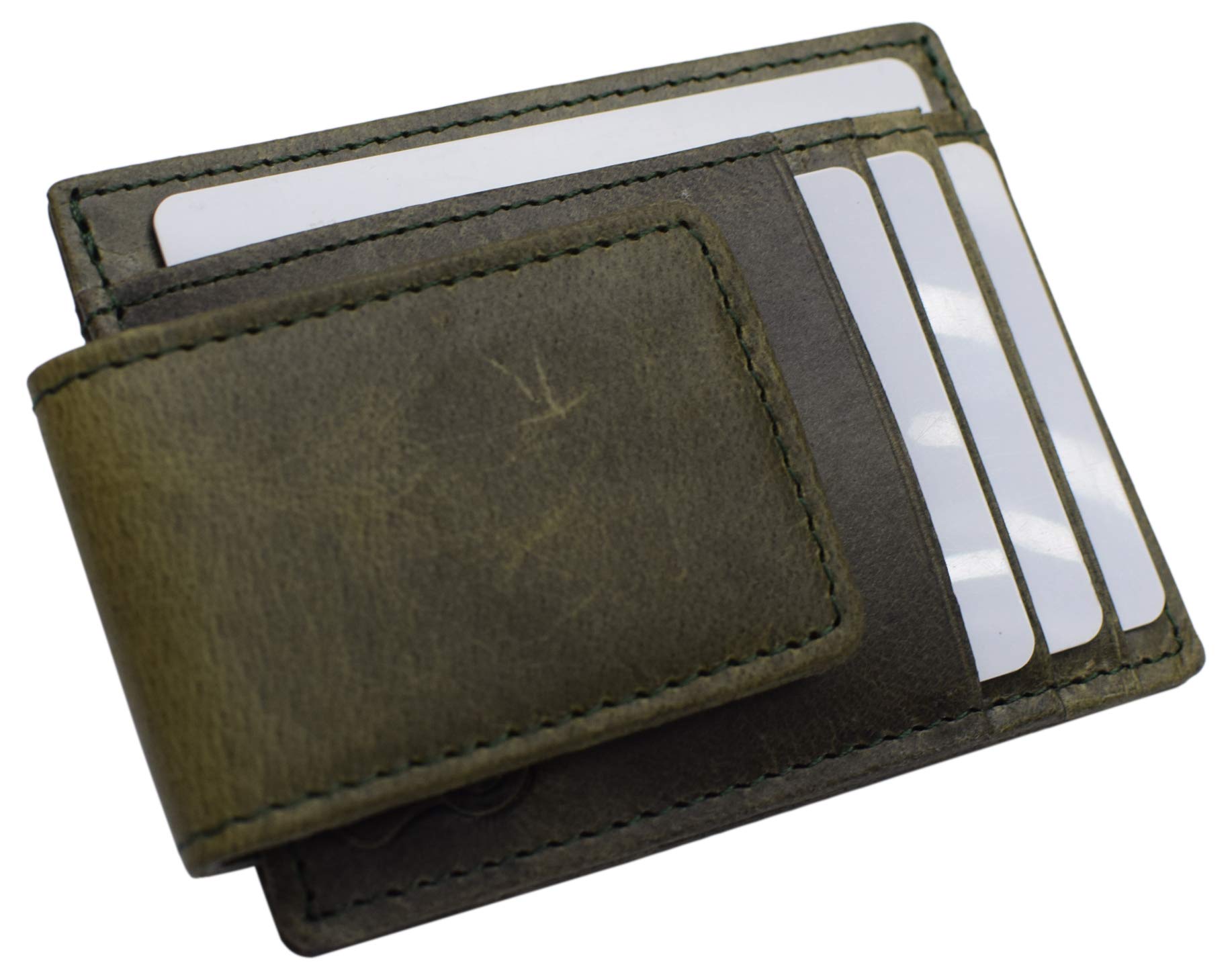 Slim RFID Blocking Leather Money Clip Wallet for Men - Super Strong Magnetic - Perfect for Front Pocket, Travel & Everyday Carry