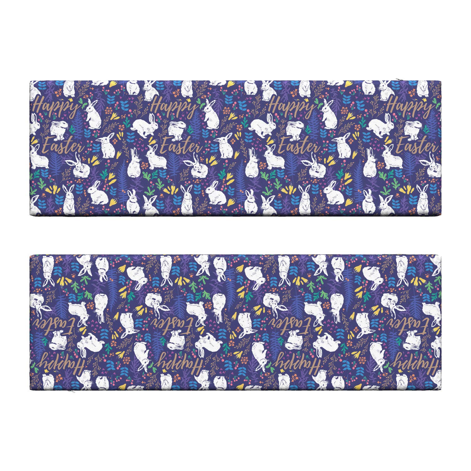 Ambesonne Easter Bench Cushion Set of 2 - Rabbit Design with Botanical Patterns & Easter Greetings, 45x15x2 Inch Standard Size Foam Seat Pads with Decorative Covers - Perfect for Spring Decor, Outdoor Patio Furniture & Holiday Home Styling
