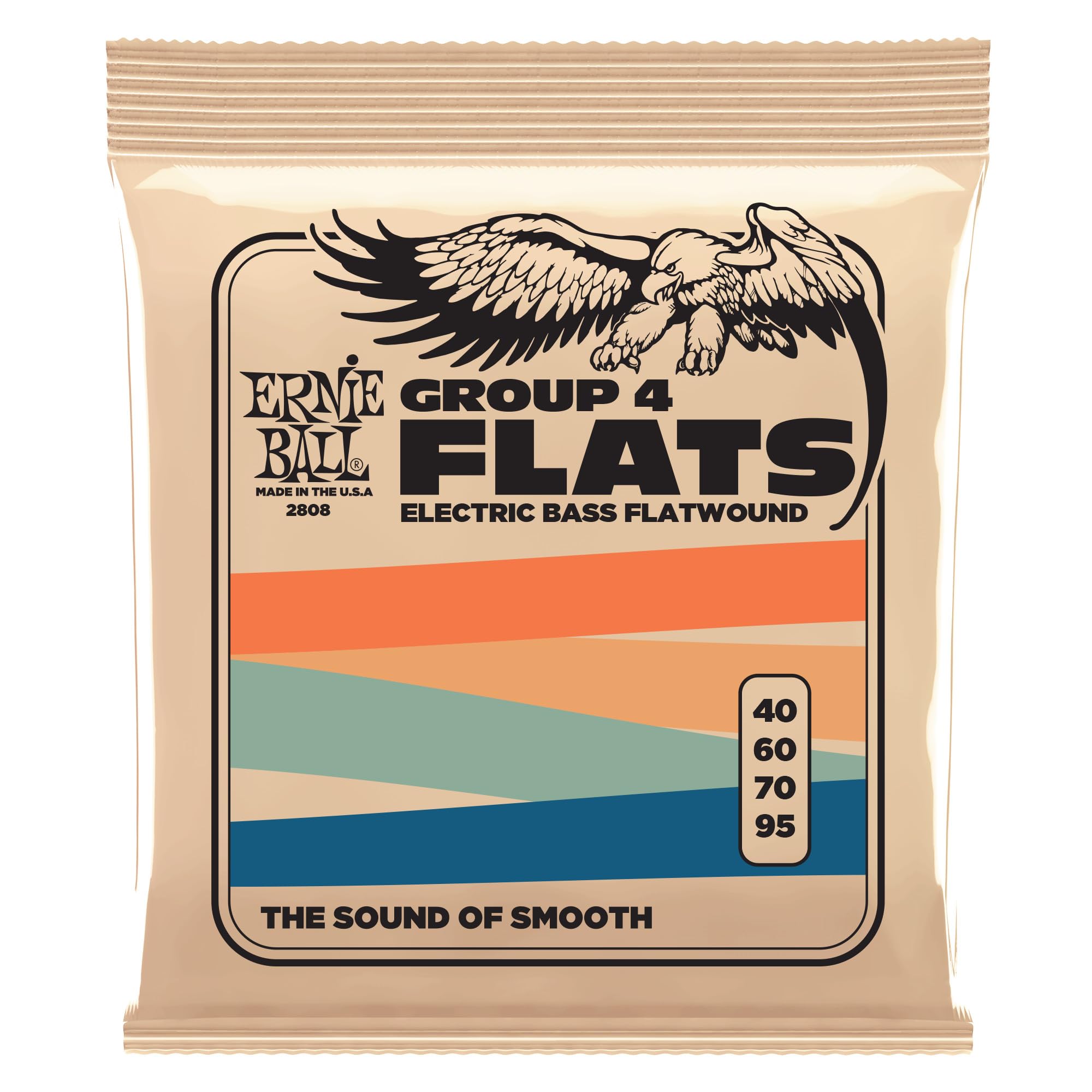 Ernie Ball Group IV Flatwound Bass Guitar Strings - 40-95 Gauge (P02808) | Smooth Playability & Warm Tone for Jazz, Blues & Studio Recording