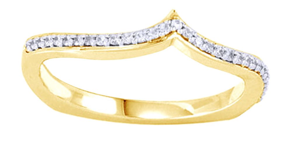 14K Solid Gold Round White Natural Diamond V-Band Ring (0.08 CTTW) - Perfect for Engagement, Wedding, Anniversary & Everyday Elegance