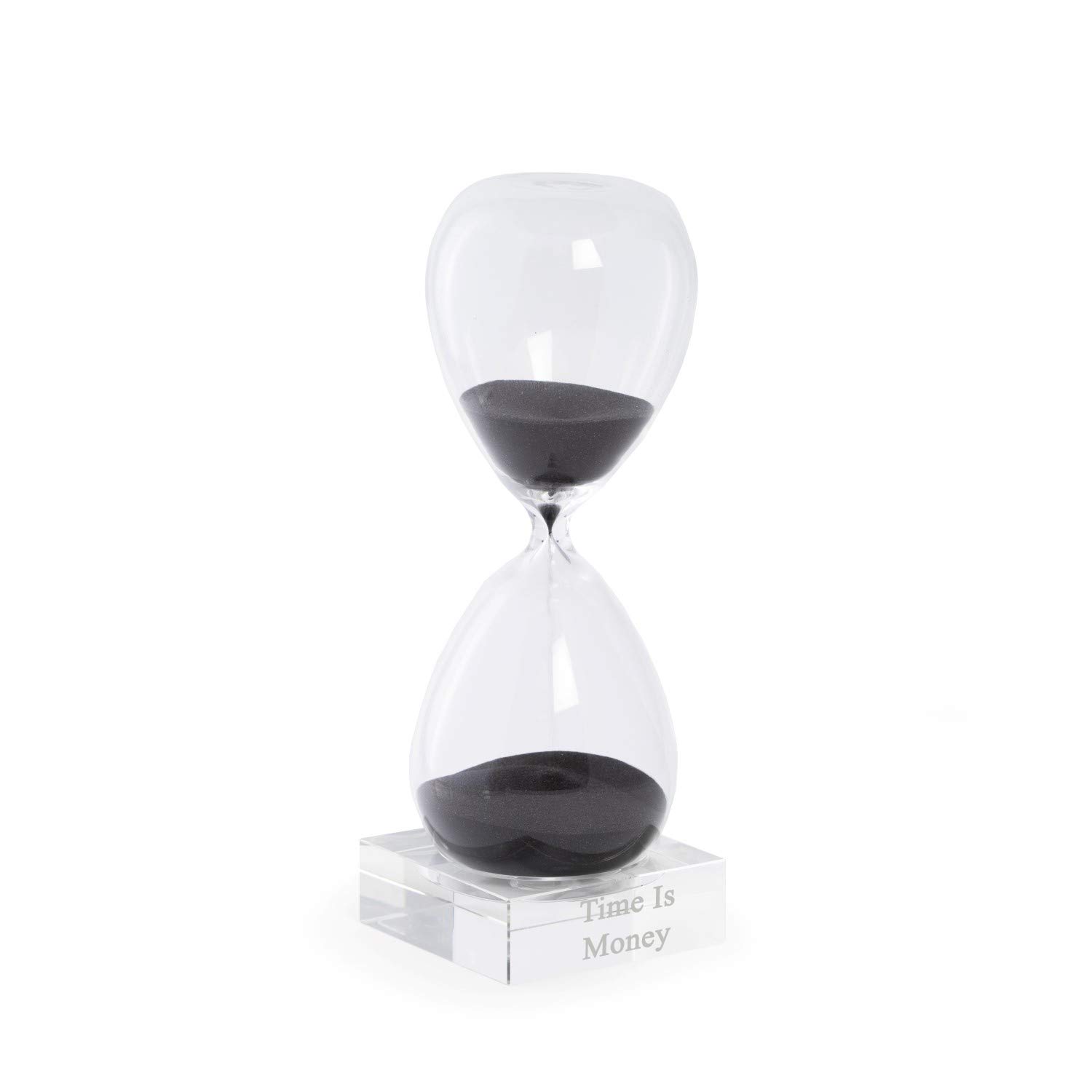 Custom Personalized 60 Minute Hourglass Sand Timer with Elegant Crystal Base - Black | Perfect for Office Decor, Meditation Timer, Yoga Class, and Unique Gift Idea