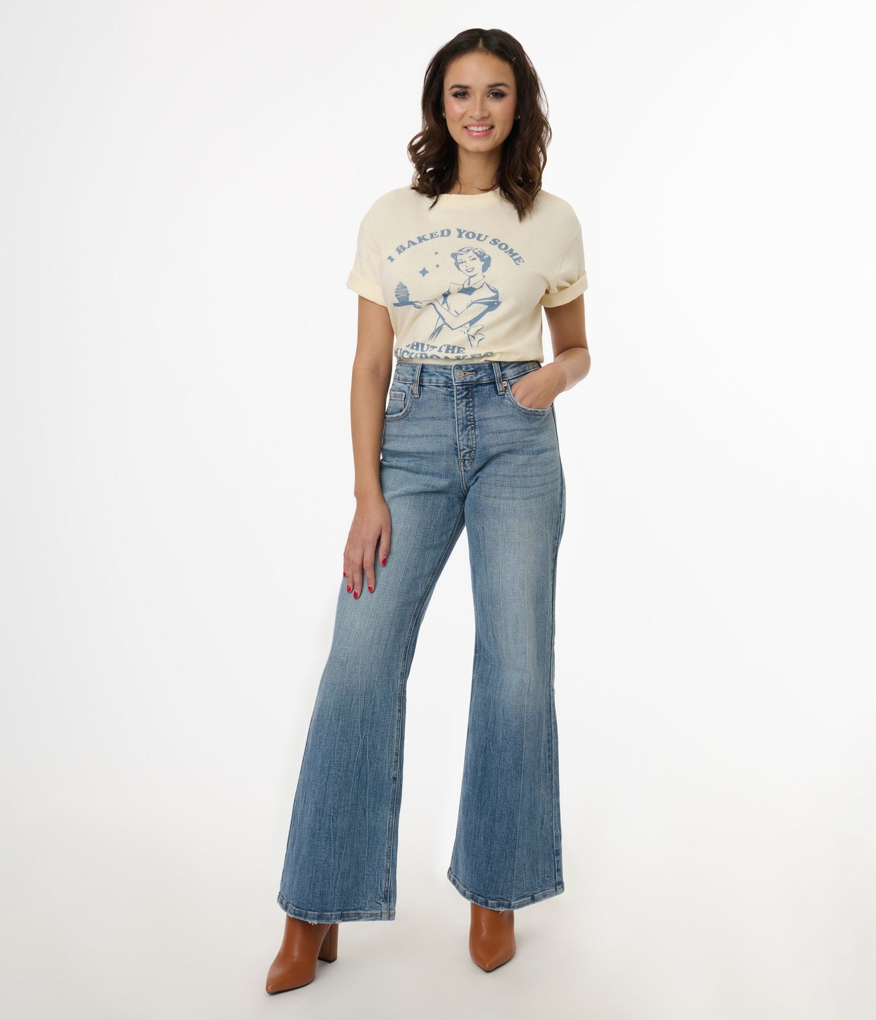 High Rise Palazzo Jeans for Women - Stretchy Denim Wide Leg Pants - Comfortable & Trendy Casual Wear for Everyday Outfits, Work, and Date Nights