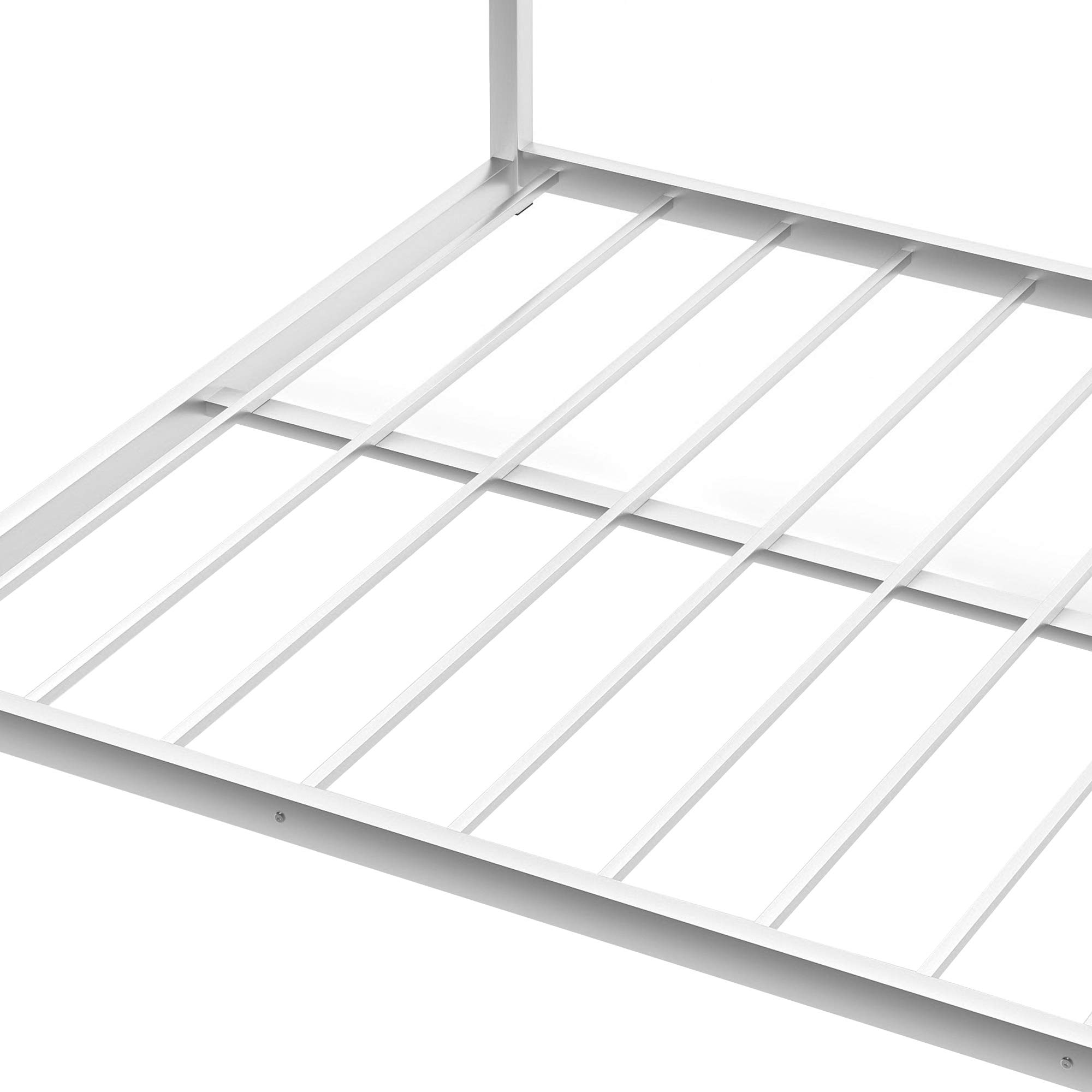 Full Over Full Bunk Bed Frame - Heavy Duty Steel Construction with Safety Guard Rails & Ladder for Adults, Kids & Teens | No Box Spring Needed (Silver) | Perfect for Small Bedrooms, Dorms & Guest Rooms