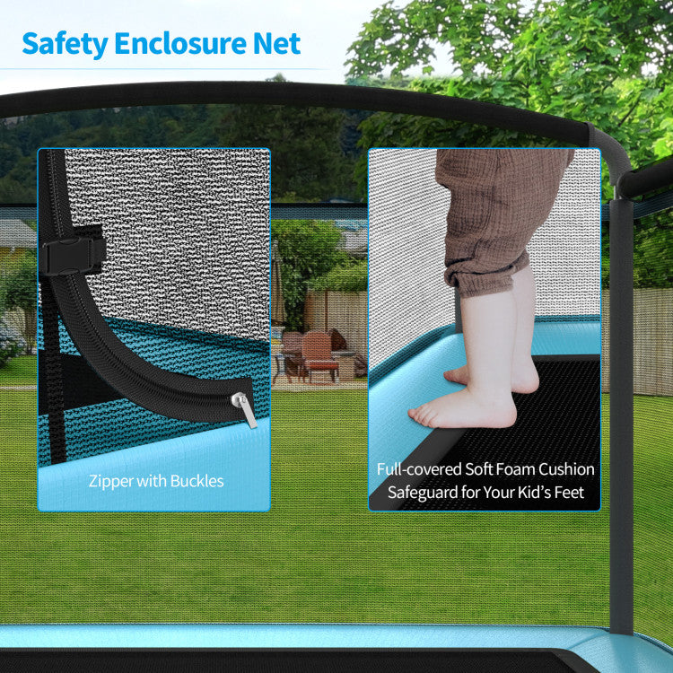 Costway 6' Rectangle Trampoline with Swing & Safety Fence - Outdoor Fitness & Family Fun for Backyard, Garden, and Kids Playground