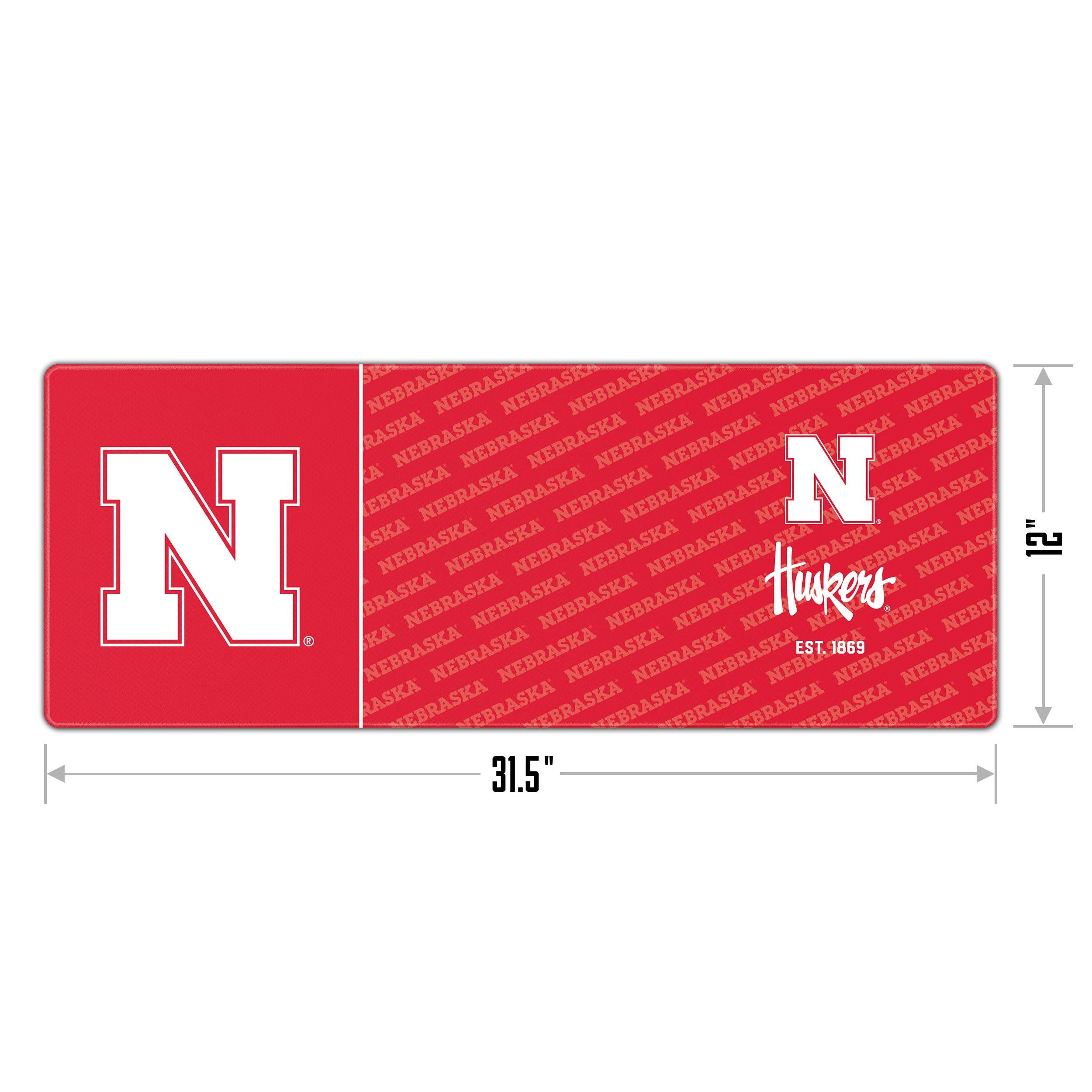 YouTheFan NCAA Nebraska Cornhuskers Logo Series Desk Pad - Officially Licensed Mouse Pad for Gaming & Office Work - Perfect for SMU Fans, Students & Alumni - Home, Dorm & Office Decor