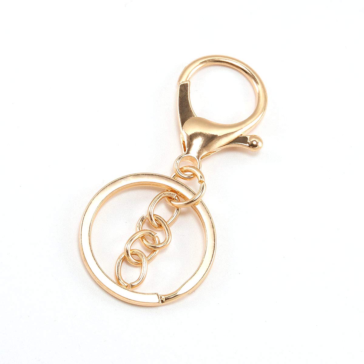 6 Colors 30mm Keychain Ring with 70mm Lobster Clasp - 5pcs Bulk Pack (Gold Plated) - Jewelry Making Supplies & DIY Keychain Accessories for Home, Office, Travel Organization