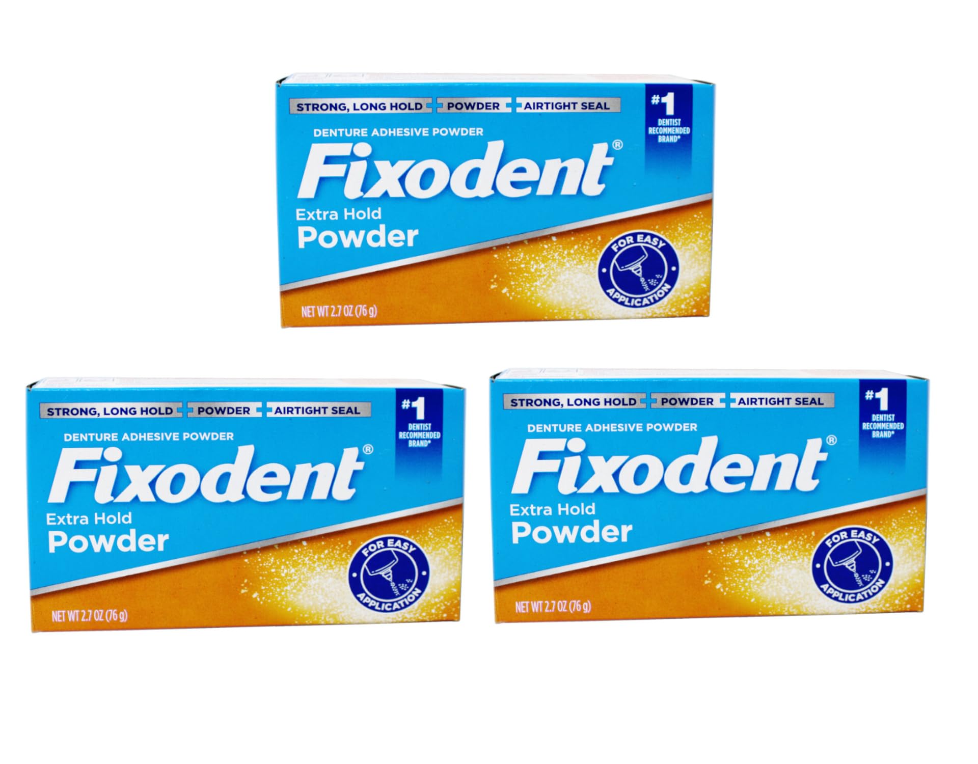 Fixodent Extra Hold Denture Adhesive Powder - 2.7 Oz (3-Pack) | Secure Fit All Day | Comfortable Denture Solution for Eating, Speaking & Smiling Confidently