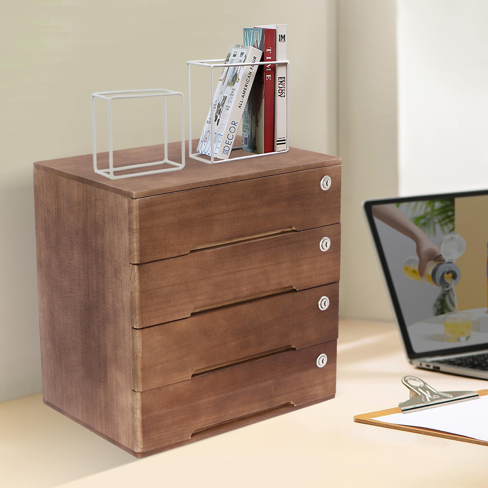 Lockable Wooden File Cabinet for Office - 15.75