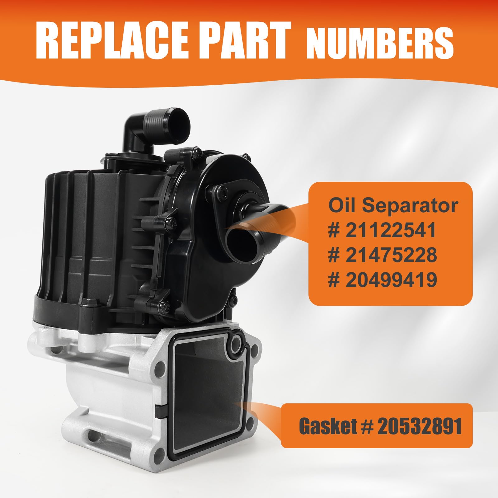 Volvo Mack D13 MP8 Engine Crankcase Ventilation Oil Separator with Pre-Positioned Gasket 21122541 21475228 20499419 20532891 - Compatible with 2008-2014 Truck Models | Heavy Duty Engine Maintenance & Replacement Part