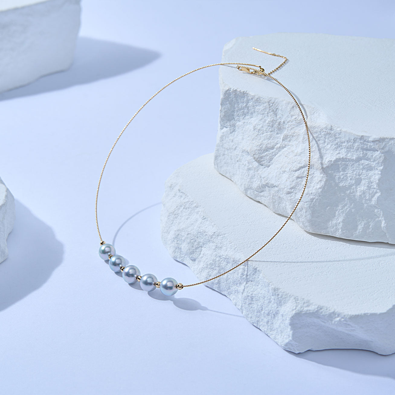 18K Solid Gold Blue Akoya Pearl Necklace - Classic Elegant Jewelry Gift for Women, Perfect for Weddings, Anniversaries & Special Occasions