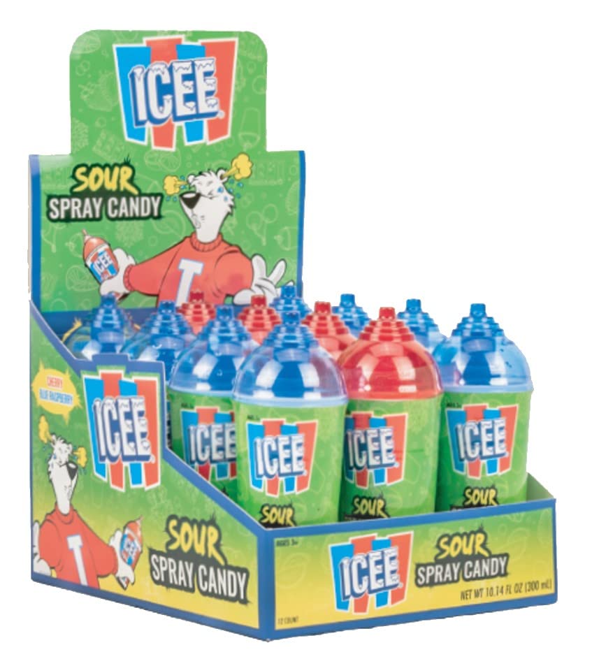 Koko's Icee Sour Spray Candy - 0.85 oz Pack of 12 | Refreshing Sour Candy for Parties, Movie Nights & On-The-Go Snacking