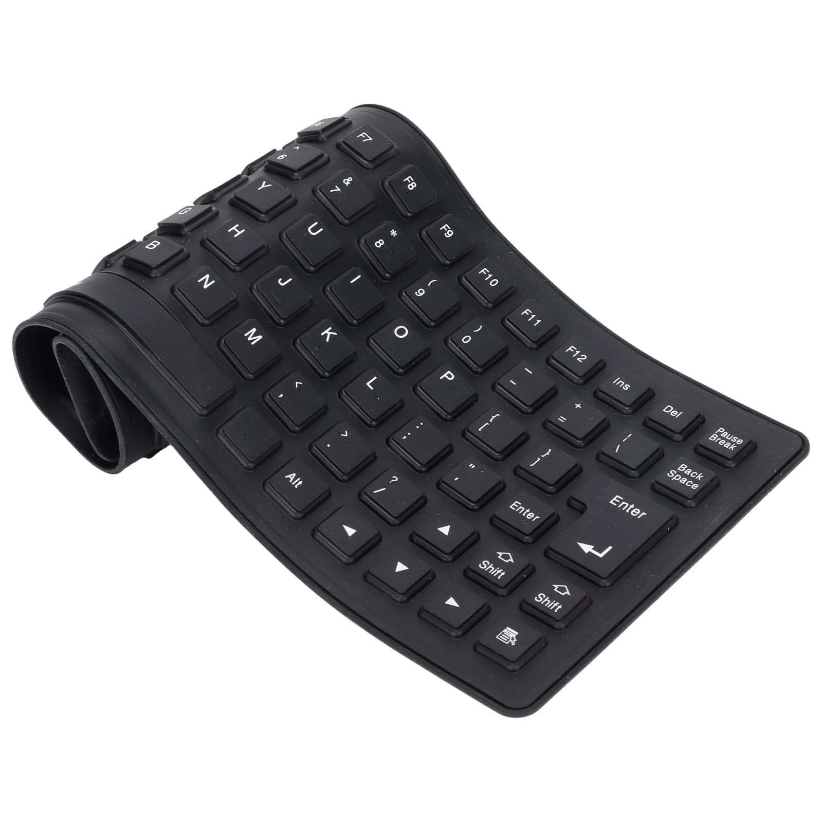 Foldable Silicone Keyboard - USB Wired Waterproof & Dustproof - 85 Keys Rollup Design for Laptop, PC, Notebook - Portable & Lightweight (Black) - Ideal for Travel, Office, Outdoor & Waterproof Environments