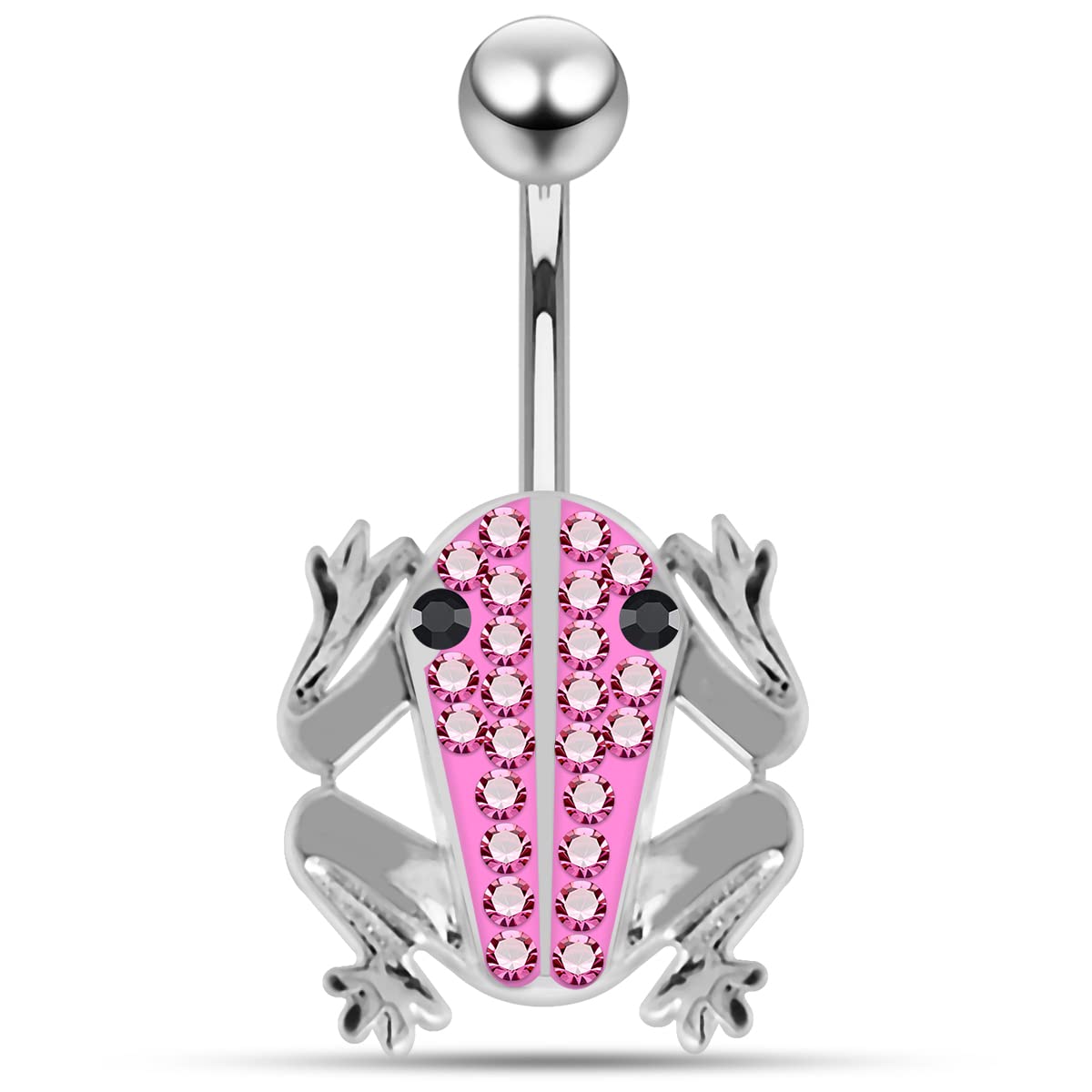 925 Sterling Silver Multi Crystal Gemstone Frog Body Jewelry - Stylish & Unique Piercing Accessory for Belly Rings, Earrings & Nose Rings