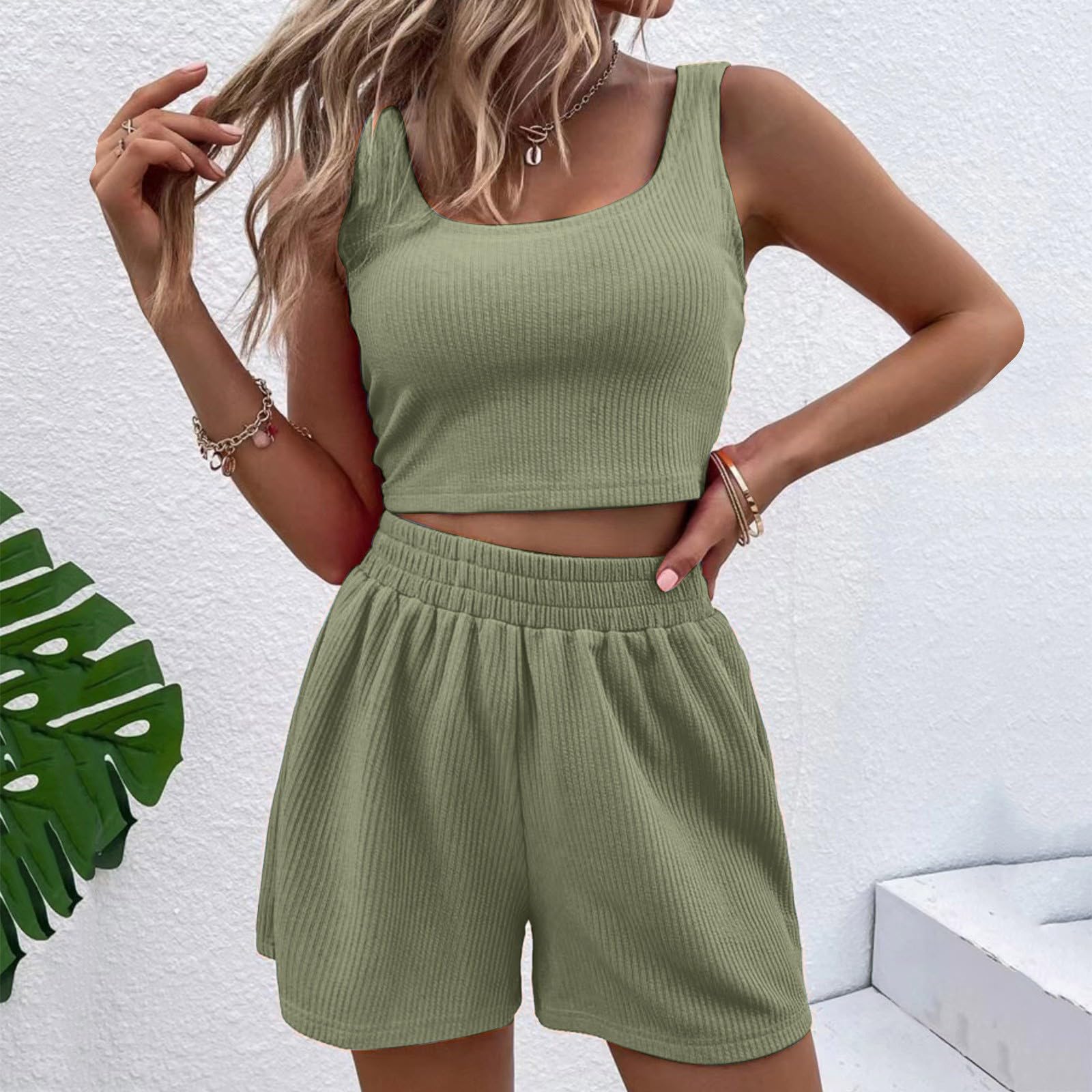 LCMTWX Women's 2-Piece Comfy Outfit Set - Soft Sweatshirt & Gym Shorts, Ribbed Romper Bodysuit & Yoga Pants for Workout | Perfect for Yoga, Gym, Running & Lounge Wear | Amazon Warehouse Deals