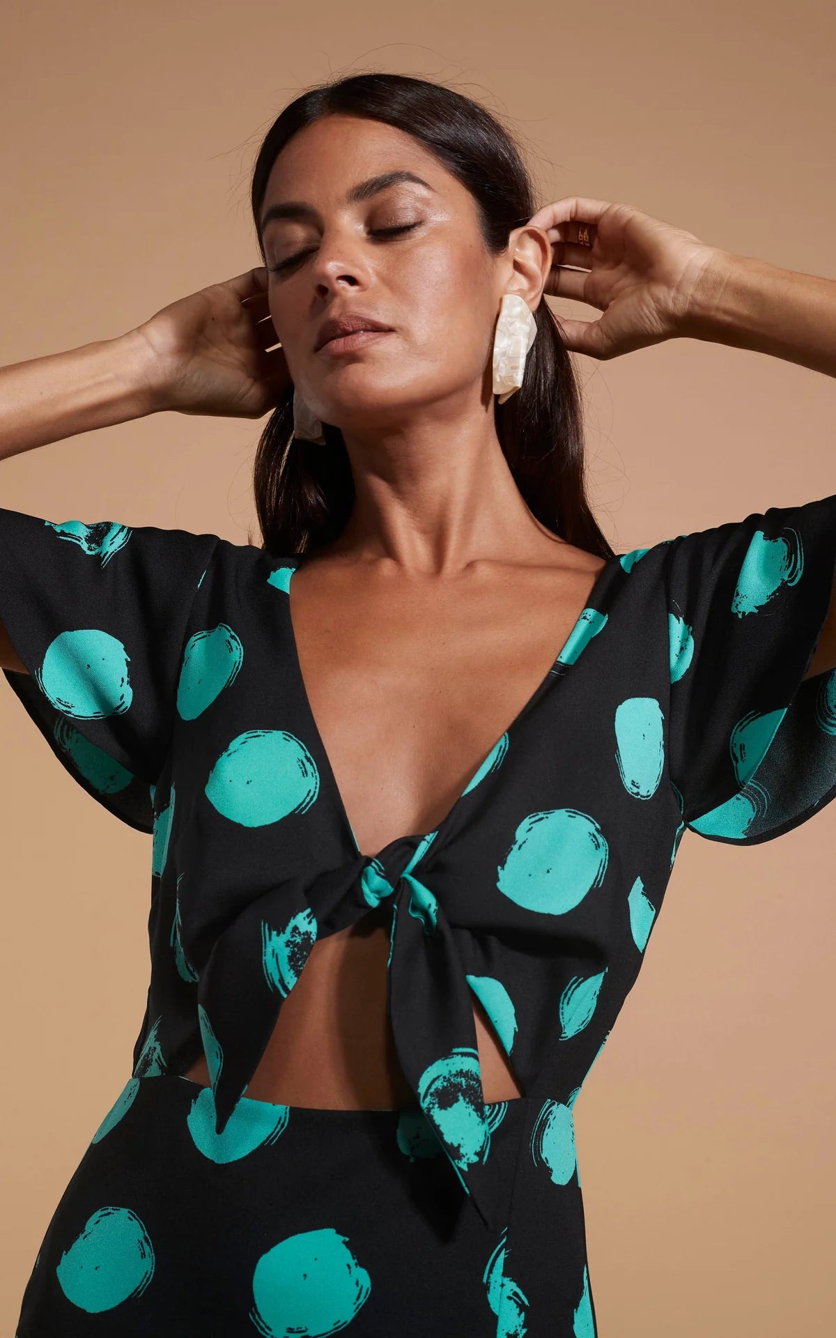 Lily Green on Black Dot Dress - Floral Print Women's Dress for Casual Wear, Party & Date Night