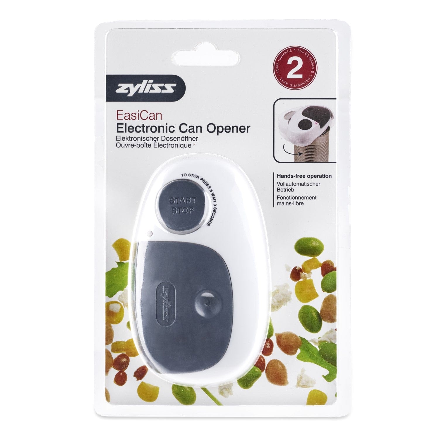 Zyliss Easican Electric Can Opener - Hands-Free Automatic Kitchen Gadget for Seniors & People with Arthritis - Perfect for Home, Camping & Emergency Preparedness