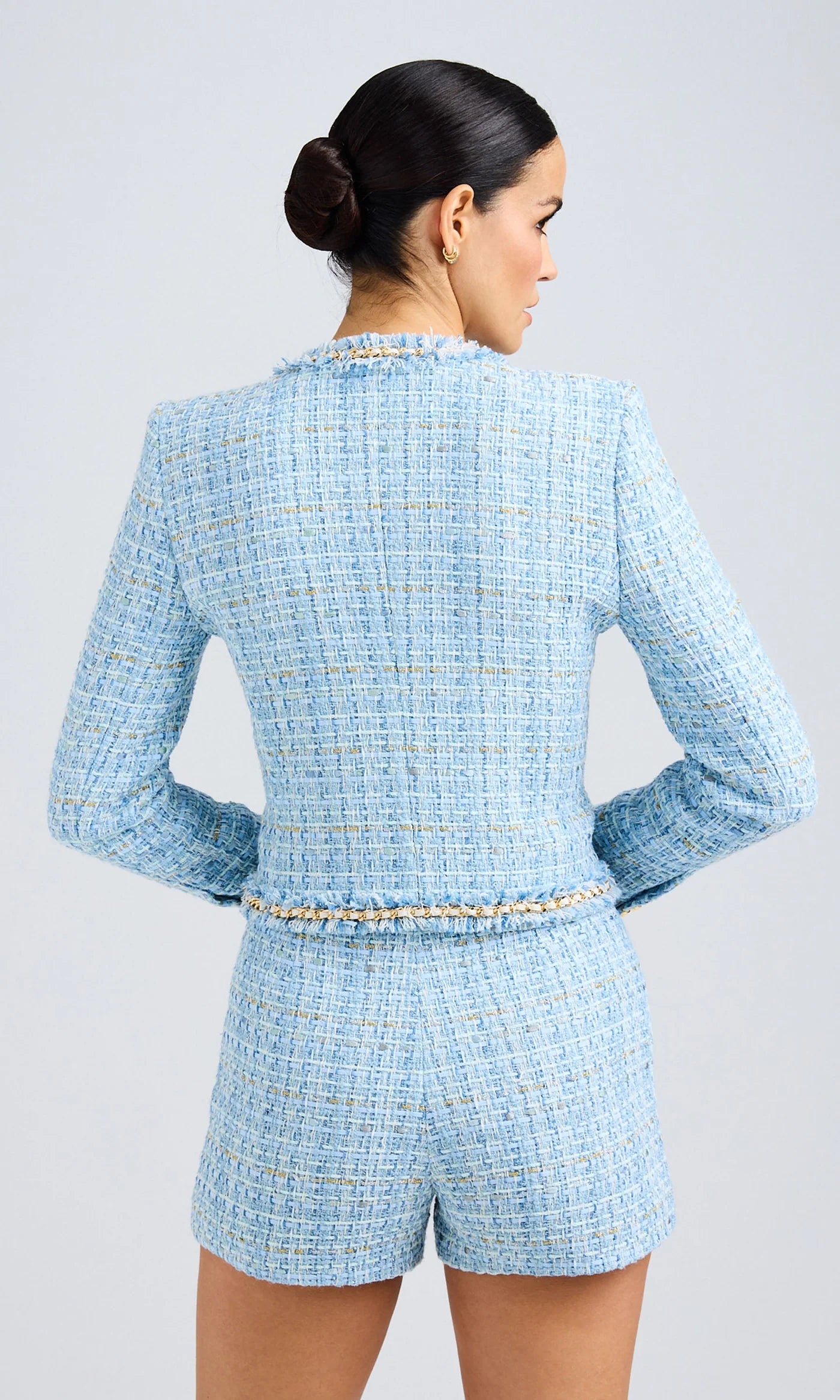 Betsy Tweed Blazer for Women - Sky Blue Classic Jacket | Office Wear, Business Casual, Spring Outfits & Special Occasions