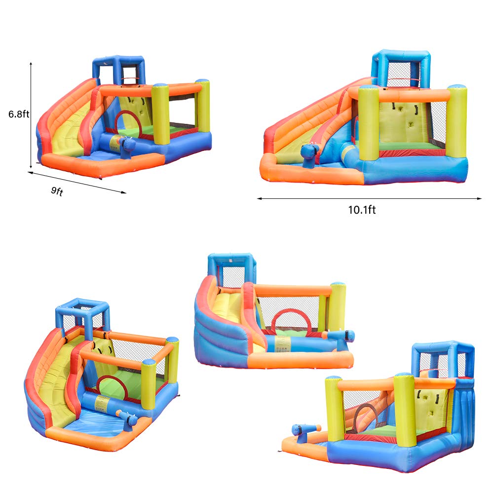Inflatable Bounce House with Water Slide - Kids Outdoor Playground Combo for Backyard, Birthday Parties & Summer Fun - Includes Air Blower