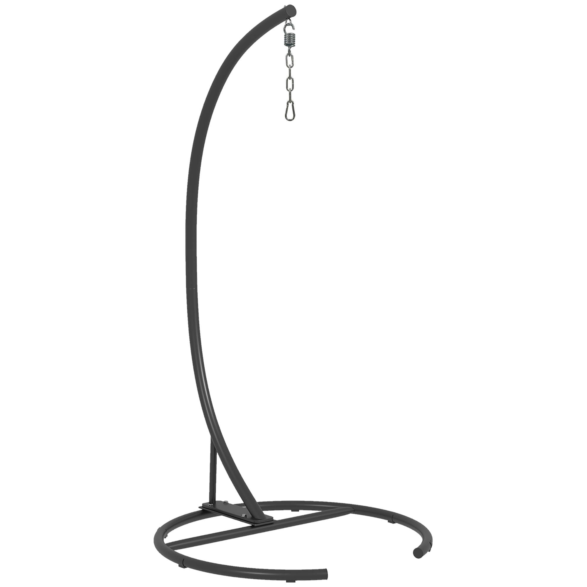 Outsunny Black Hanging Hammock Chair Stand with Round Base - Sturdy Frame for Hammock Chairs, Egg Chairs & Porch Swings - Indoor/Outdoor Use for Patio, Garden, Balcony & Living Room Relaxation