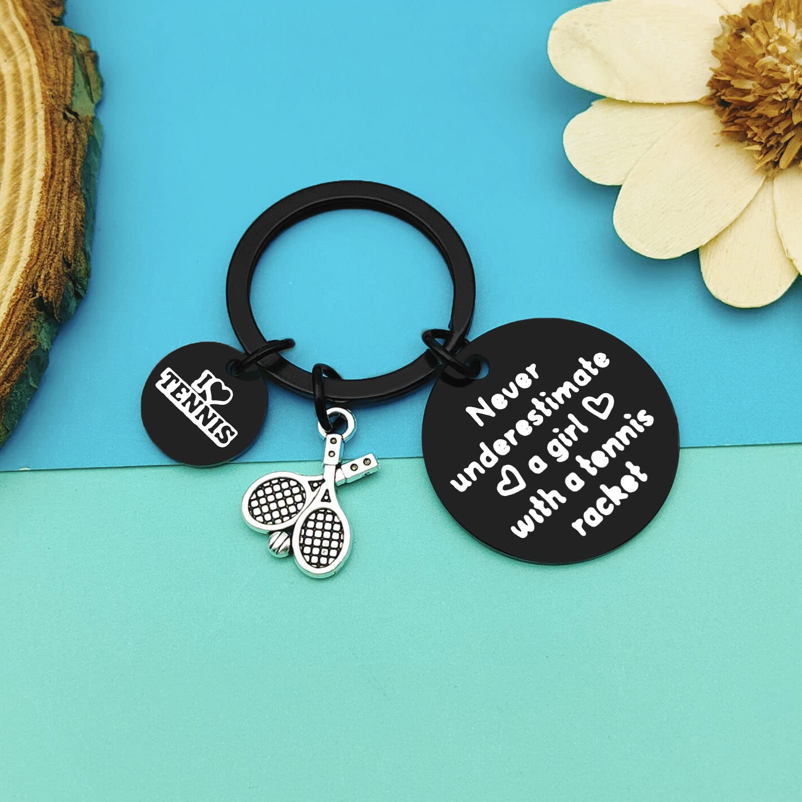 Tennis Keychain Jewelry - Perfect Gift for Tennis Lovers, Players & Teams - Inspirational Tennis Racquet Charm for Girls & Teens - Great for Back to School, Christmas, Graduation - Ideal for Tennis Matches, Training & Sports Events