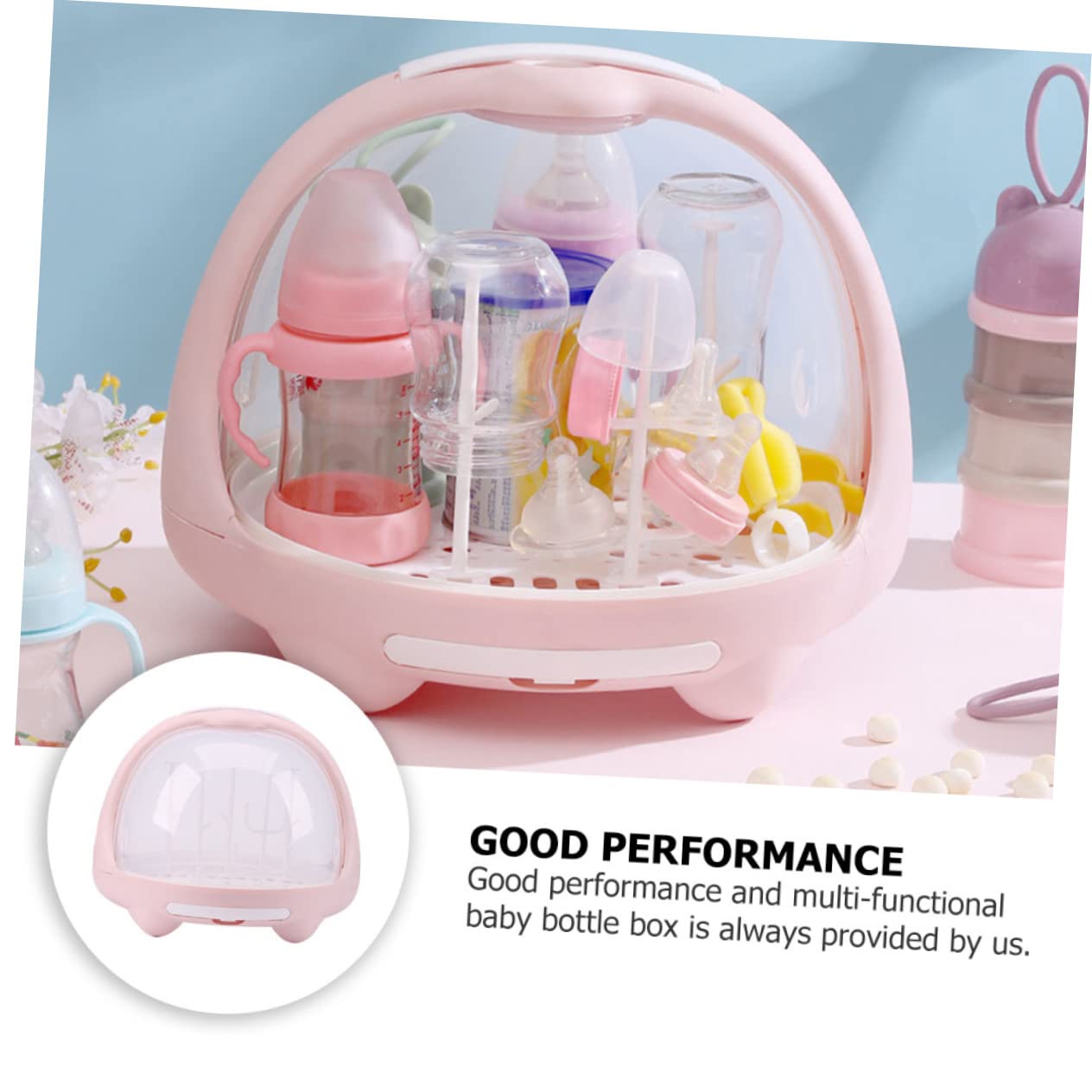 Toyvian 13L Baby Bottle Drying Rack Cover - BPA-Free Bottle Organizer & Storage Box for Boys and Girls | Perfect for Nursery, Kitchen Countertop & Travel Baby Essentials Organization
